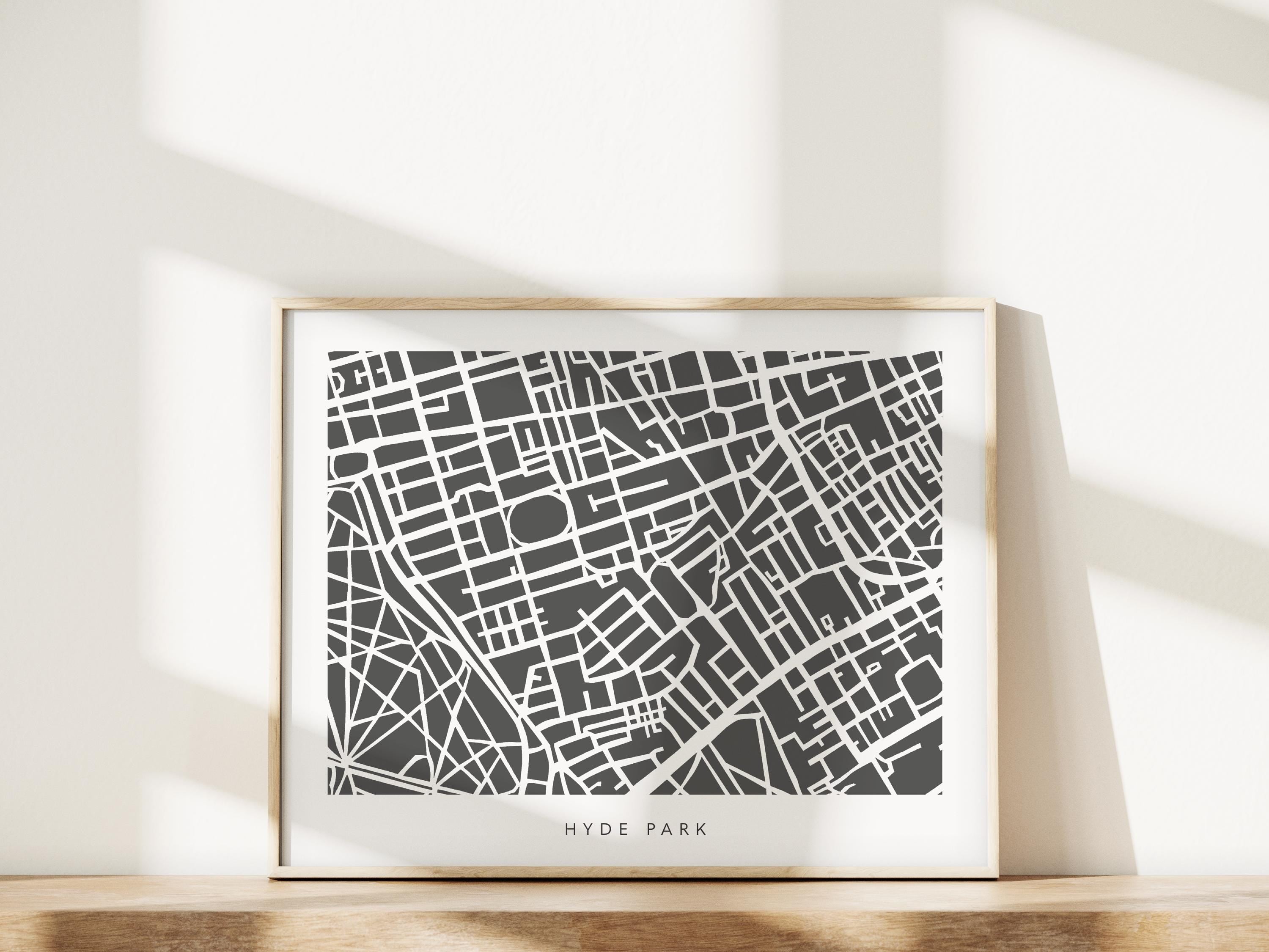 Hyde Park Map Print – London Wall Art – Colorful & Minimalist Poster