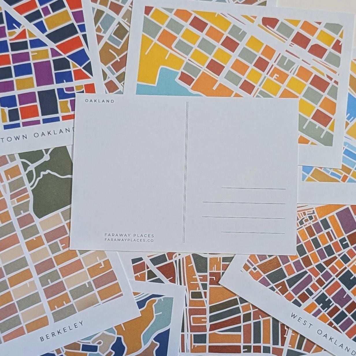 Oakland Neighborhood Print Postcards - Set of 9 Modern Map Prints