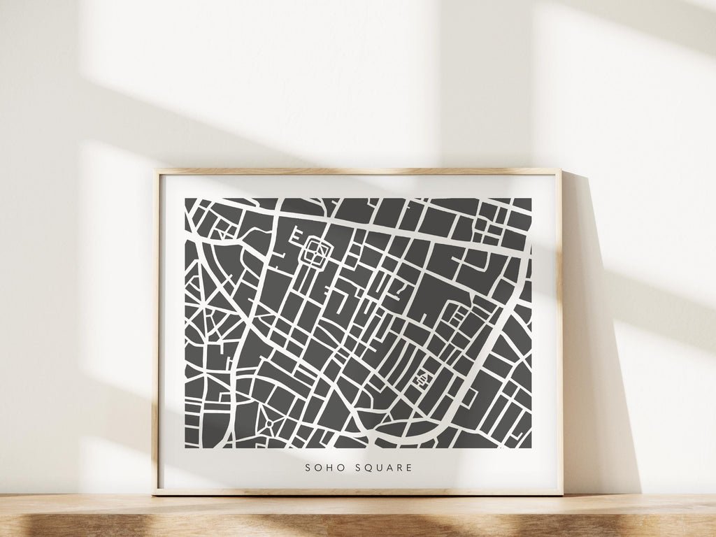 Soho Square Map Print – London Wall Art – Colorful & Minimalist Poster