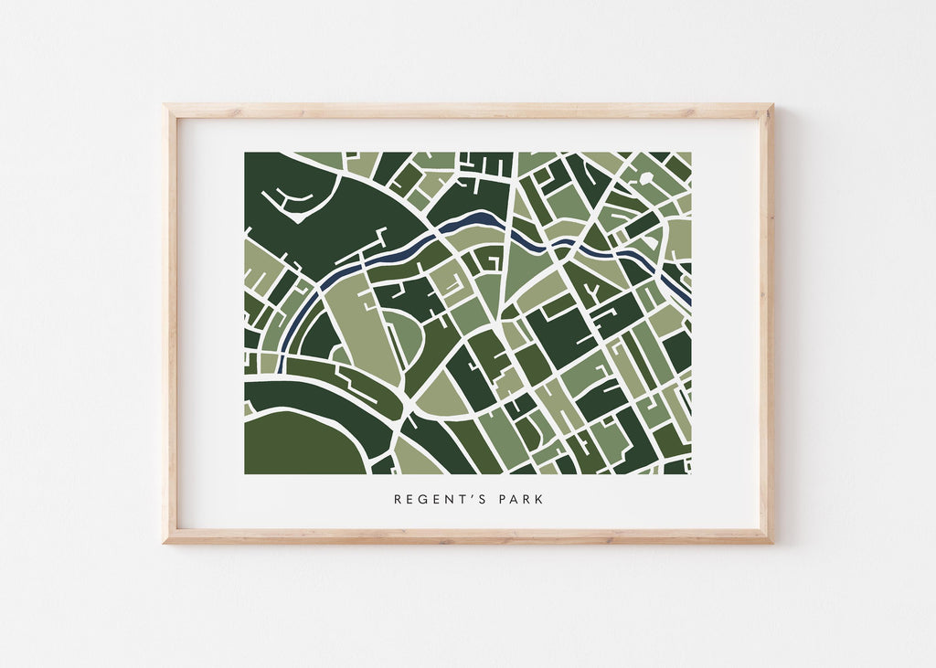 Regent's Park Map Print – London Wall Art – Colorful & Minimalist Poster