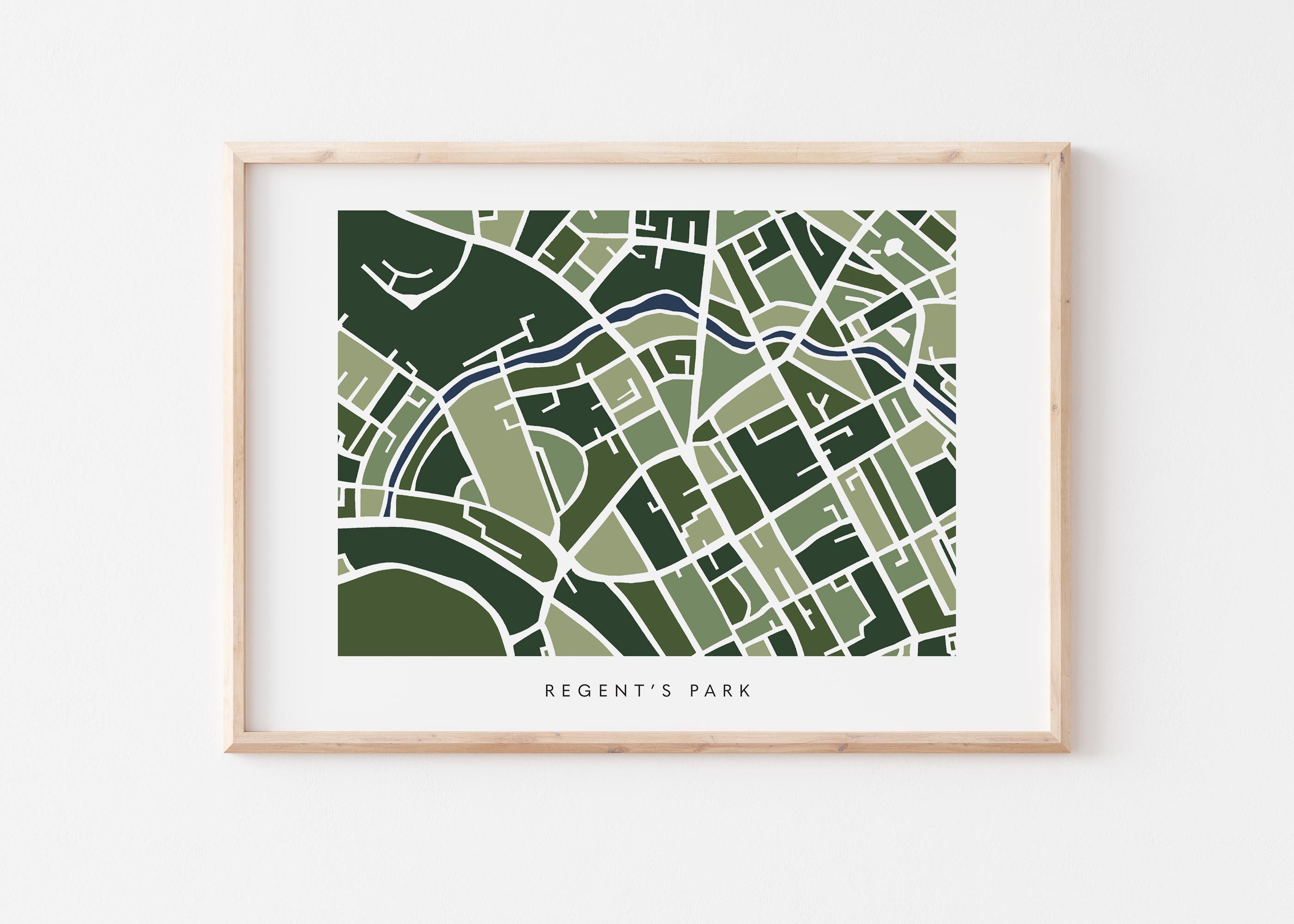 Regent's Park Map Print – London Wall Art – Colorful & Minimalist Poster