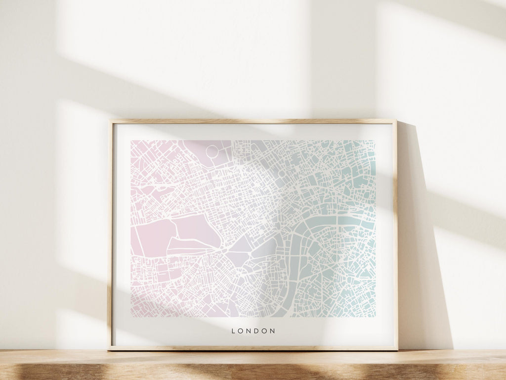 London Map Print - Gradient London Design - Colorful and Minimalist