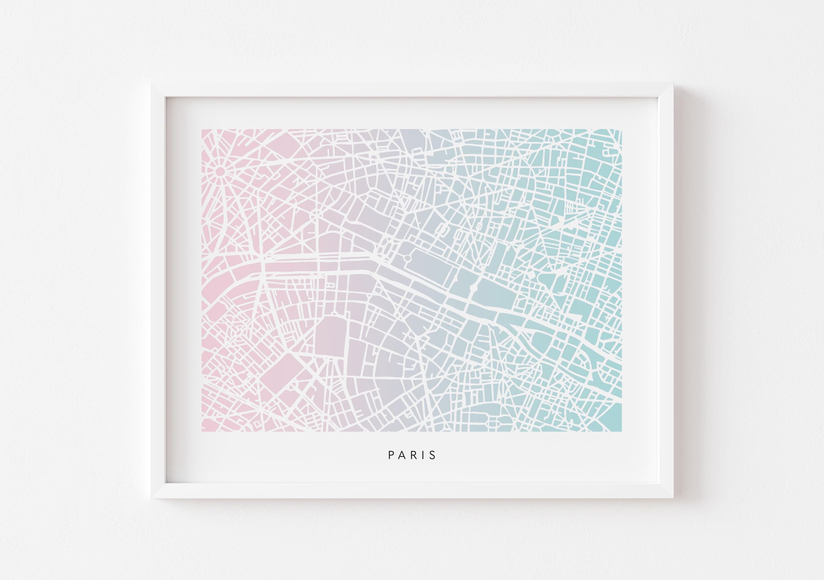 Paris Map Print - Gradient London Design - Colorful and Minimalist