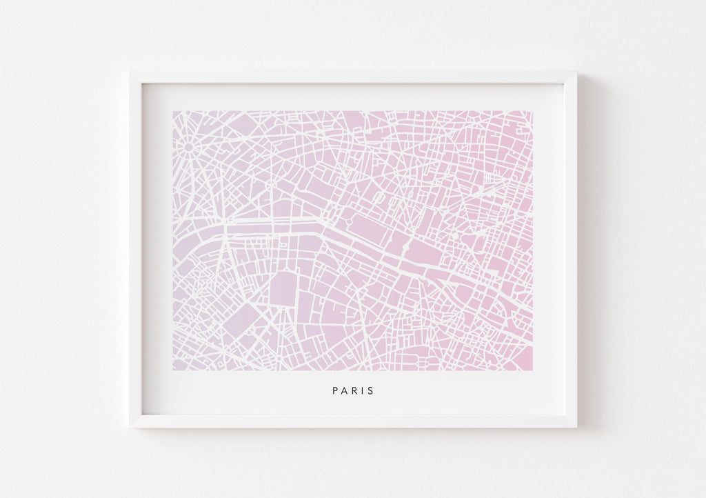 Paris Map Print - Gradient London Design - Colorful and Minimalist