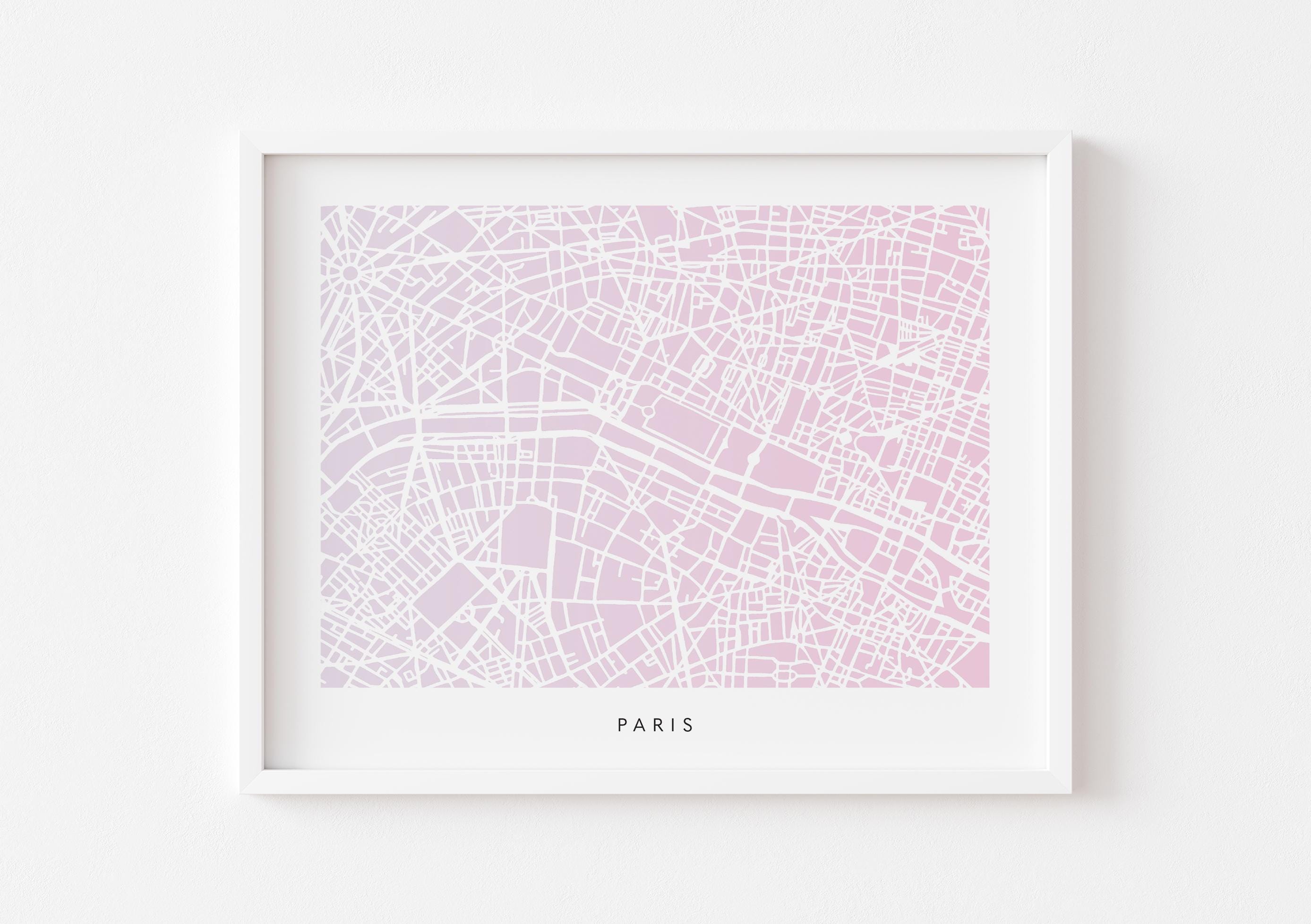 Paris Map Print - Gradient London Design - Colorful and Minimalist