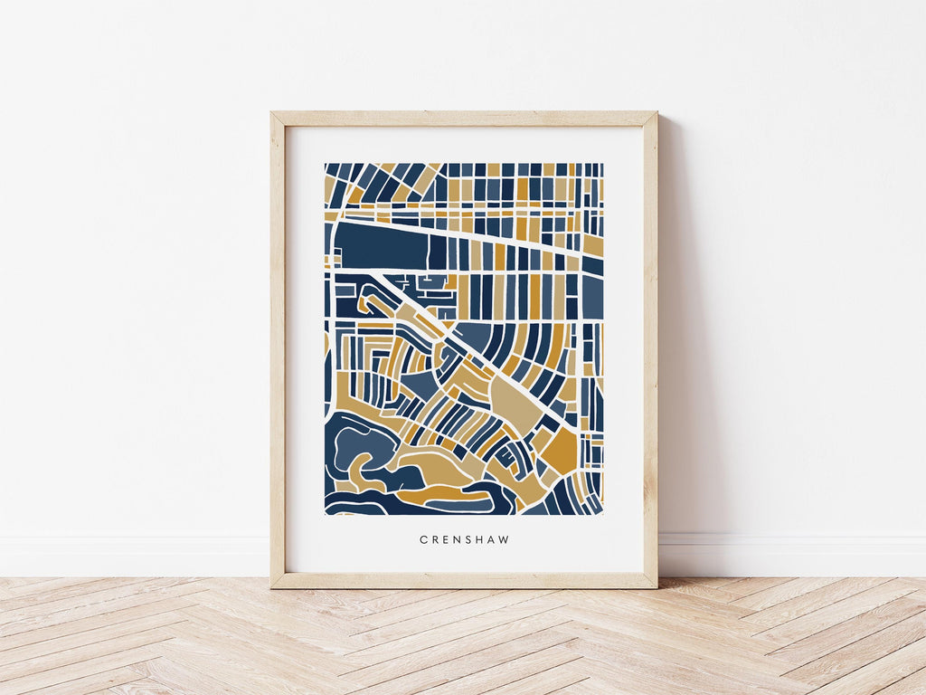 Crenshaw Map Print – Colorful Modern Wall Art, Los Angeles Neighborhood Map
