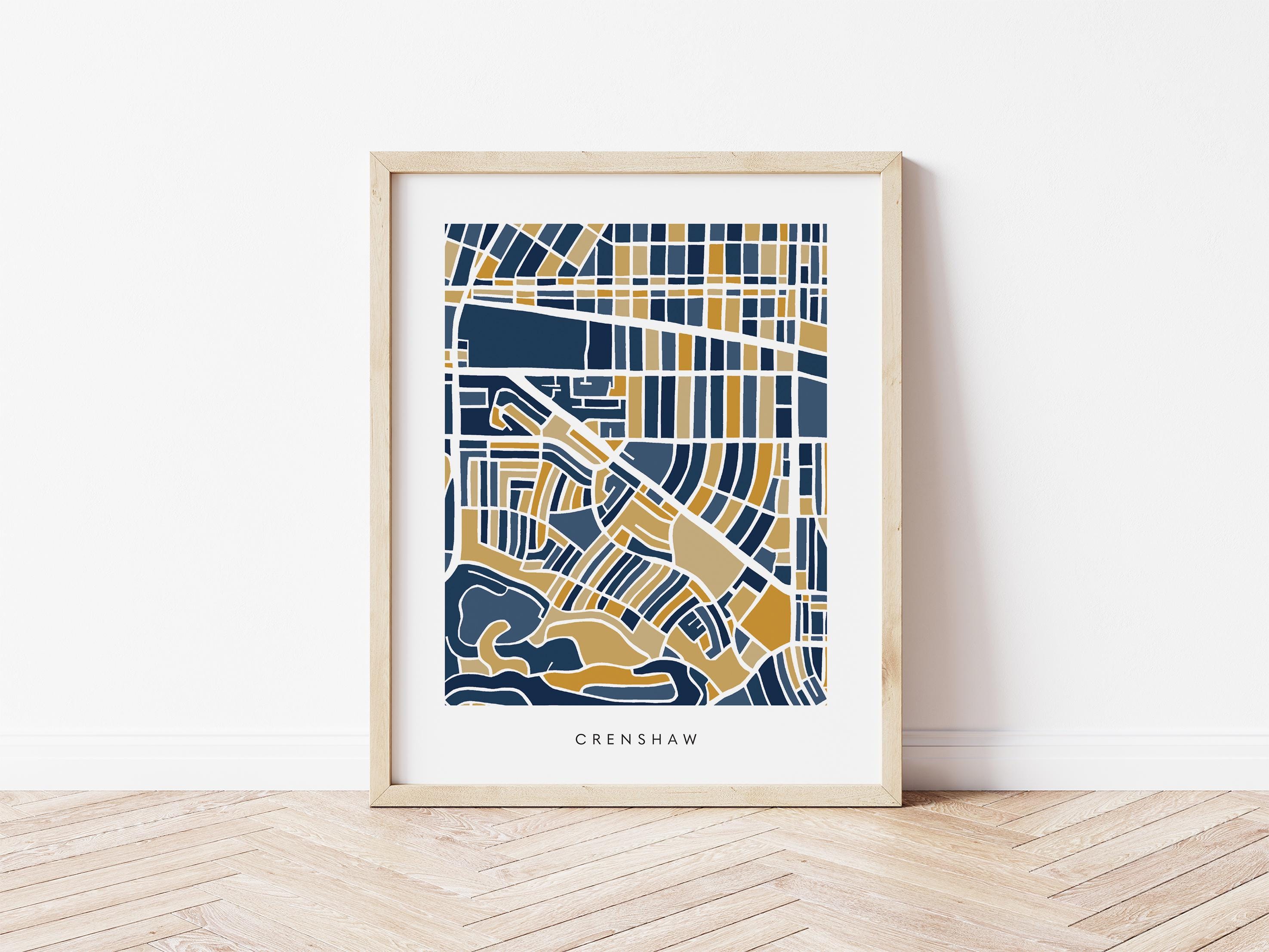 Crenshaw Map Print – Colorful Modern Wall Art, Los Angeles Neighborhood Map