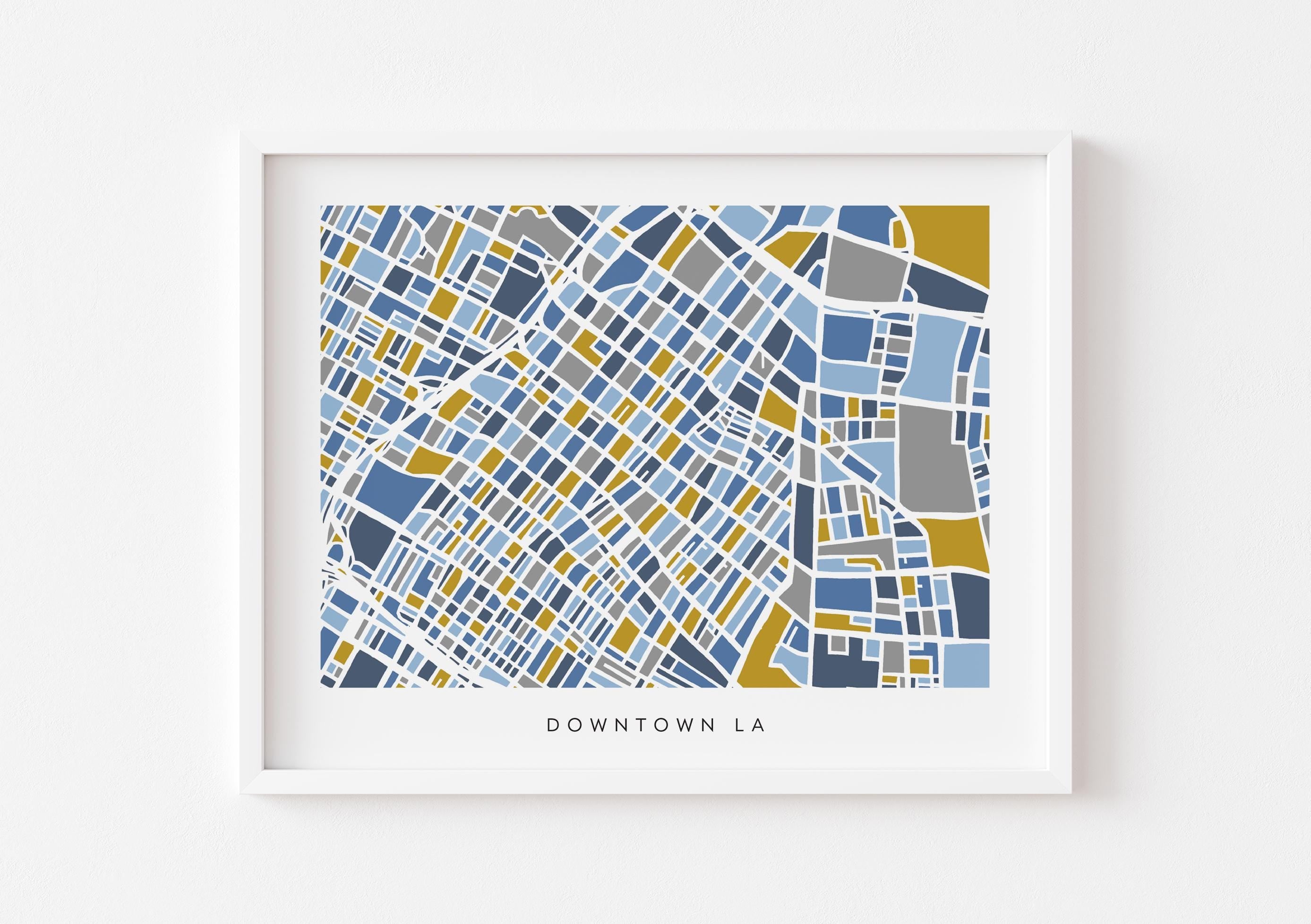 Downtown LA Map Print – Colorful Modern Wall Art, Los Angeles Neighborhood Map