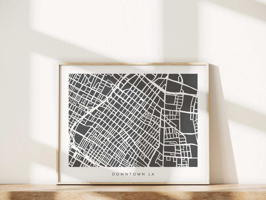 Downtown LA Map Print – Colorful Modern Wall Art, Los Angeles Neighborhood Map