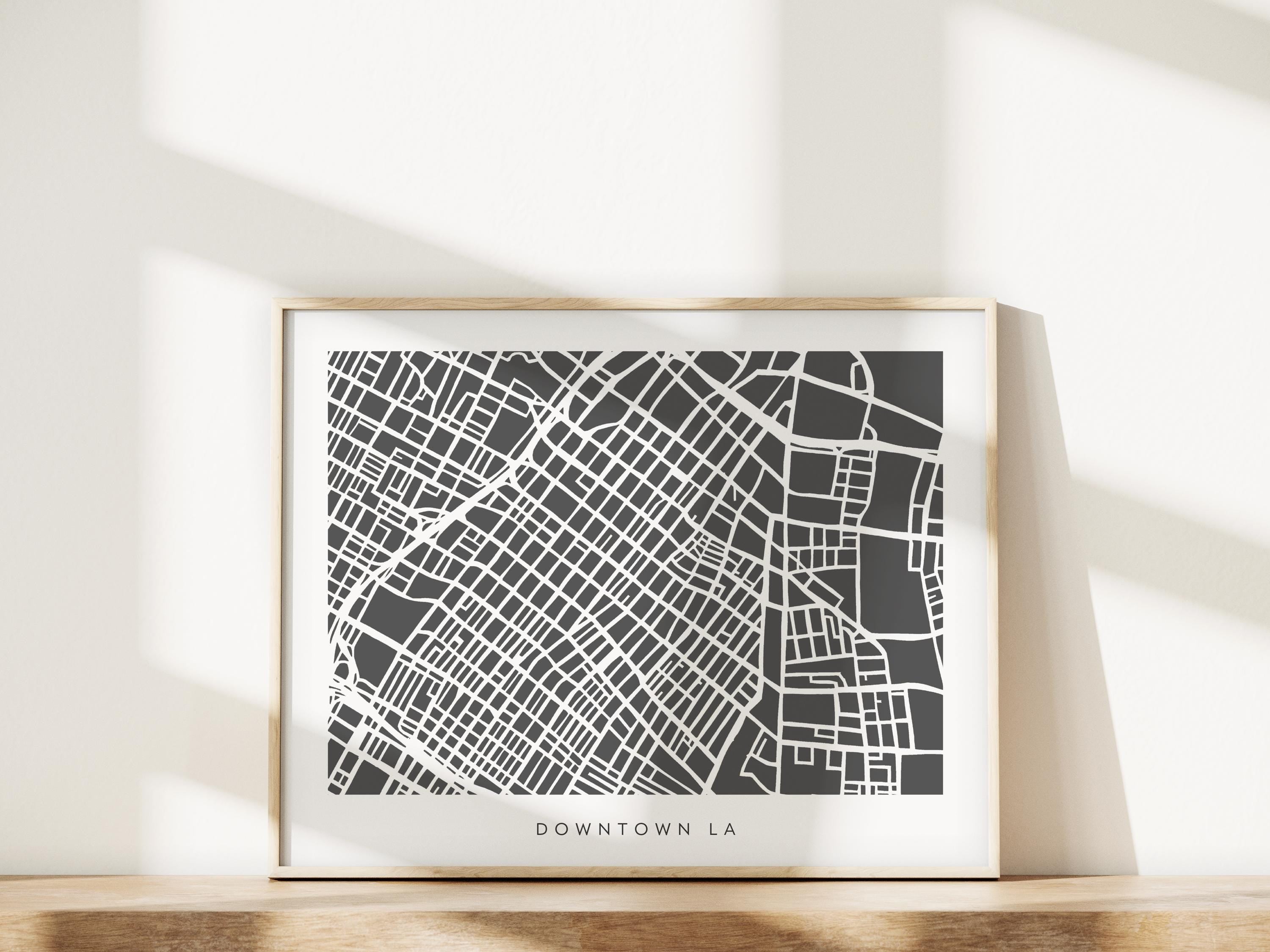 Downtown LA Map Print – Colorful Modern Wall Art, Los Angeles Neighborhood Map