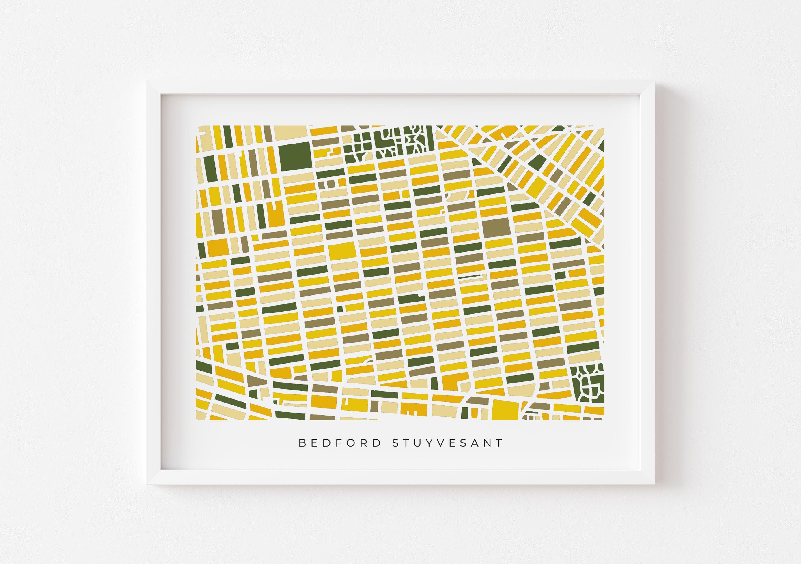 Bedford–Stuyvesant Map Print – Brooklyn Wall Art – Colorful Minimalist Poster