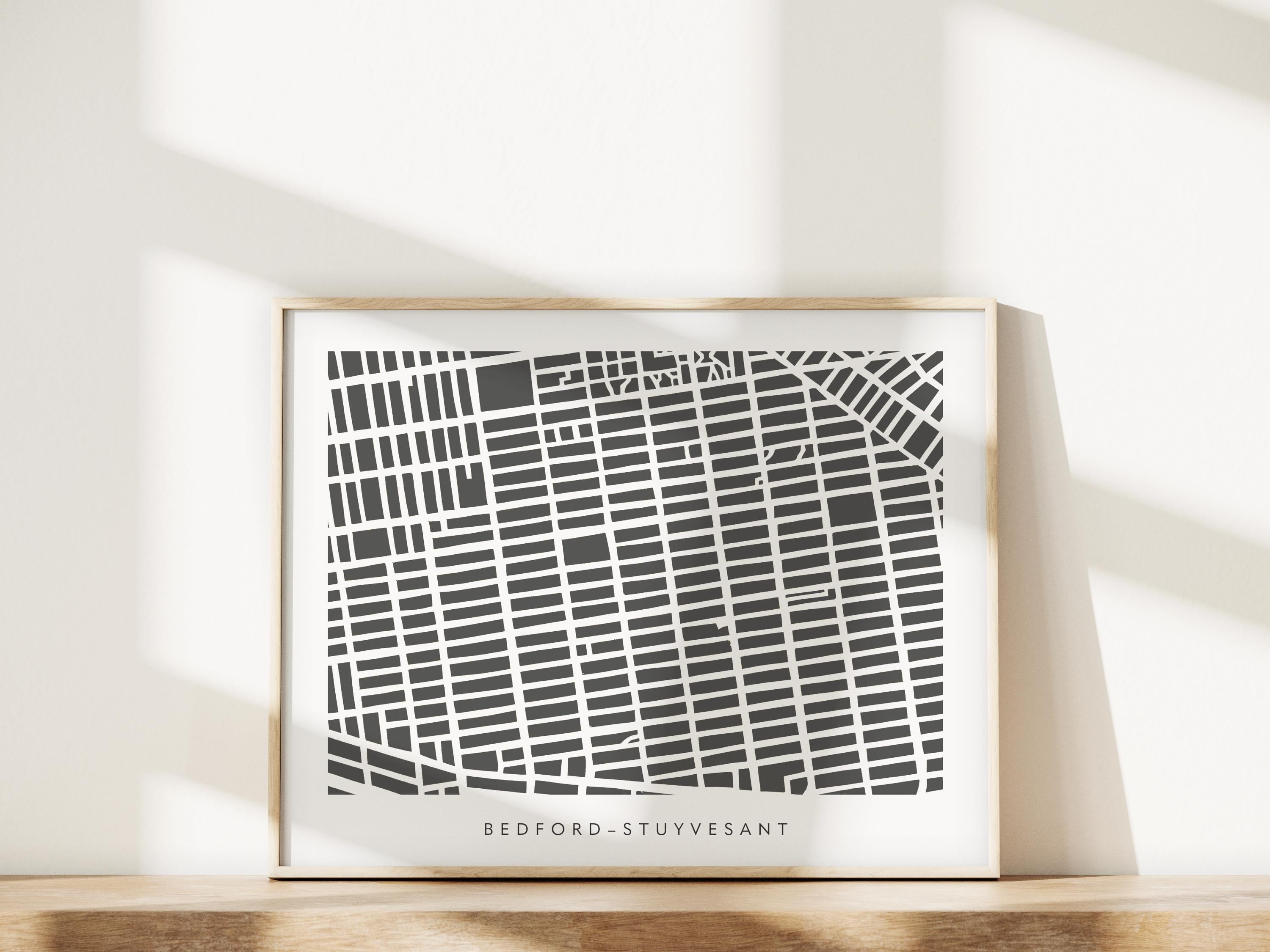 Bedford–Stuyvesant Map Print – Brooklyn Wall Art – Colorful Minimalist Poster