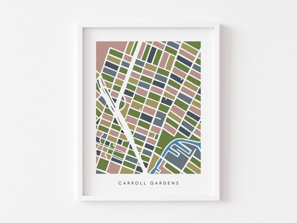 Carroll Gardens Map Print – Brooklyn Wall Art – Colorful Minimalist Poster