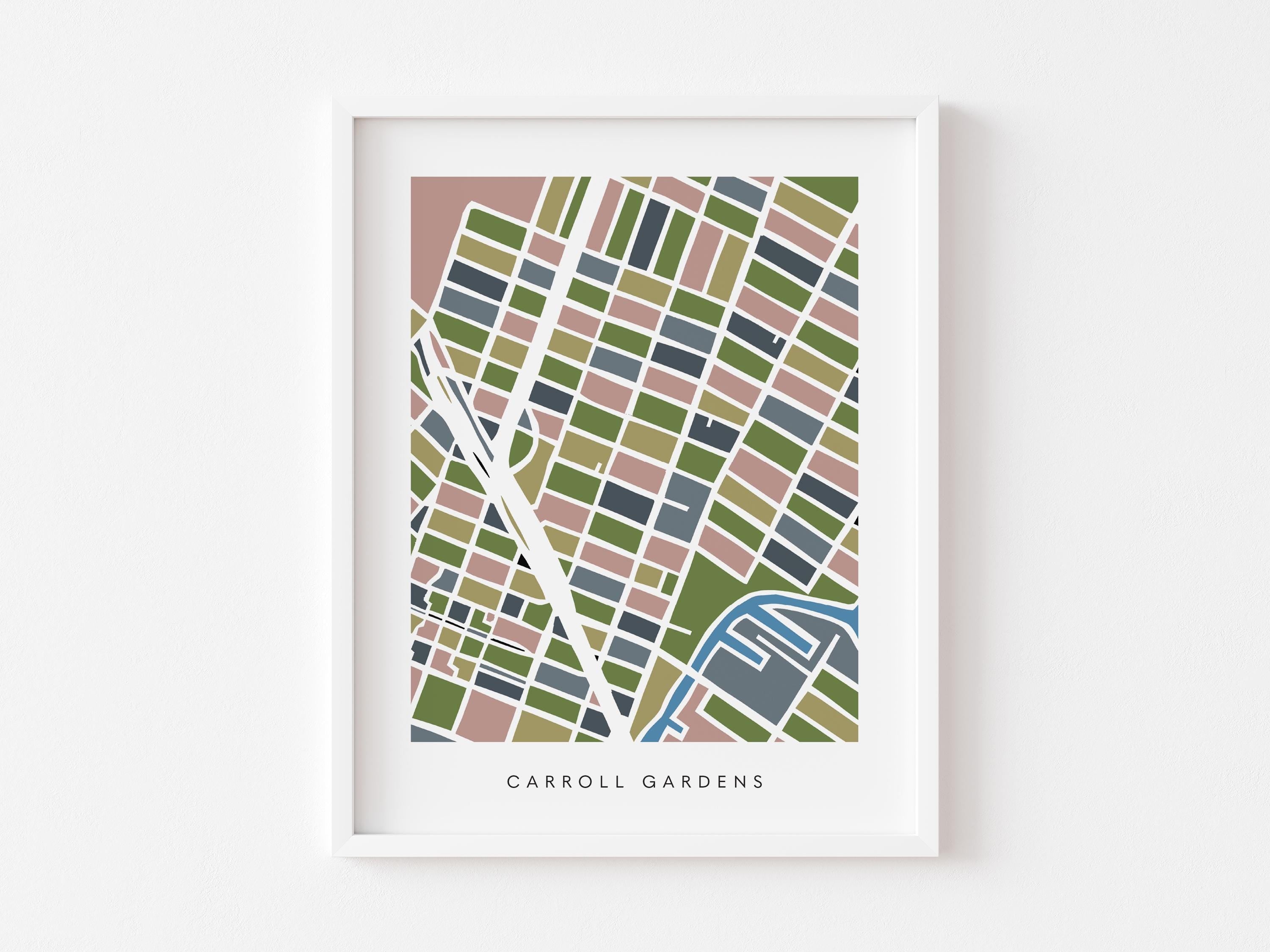 Carroll Gardens Map Print – Brooklyn Wall Art – Colorful Minimalist Poster