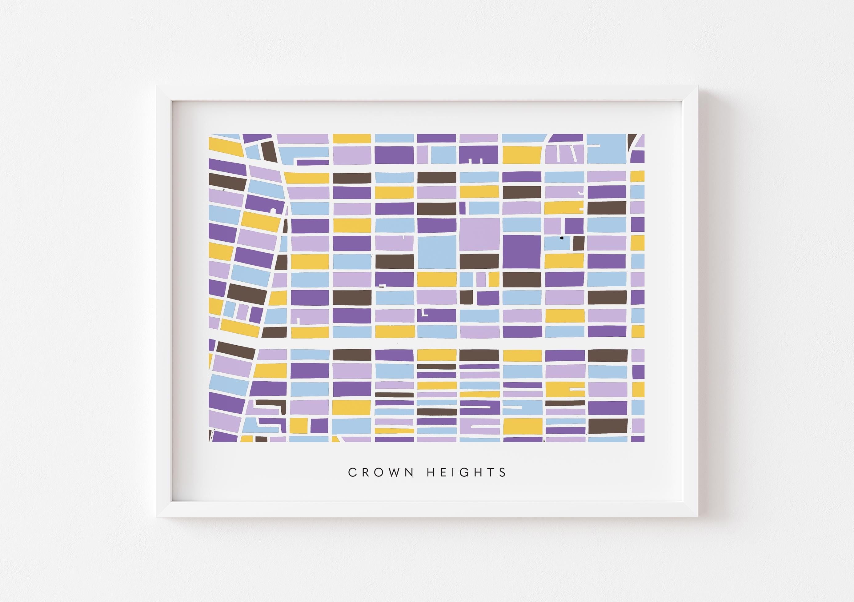 Crown Heights Map Print – Brooklyn Wall Art – Colorful Minimalist Poster