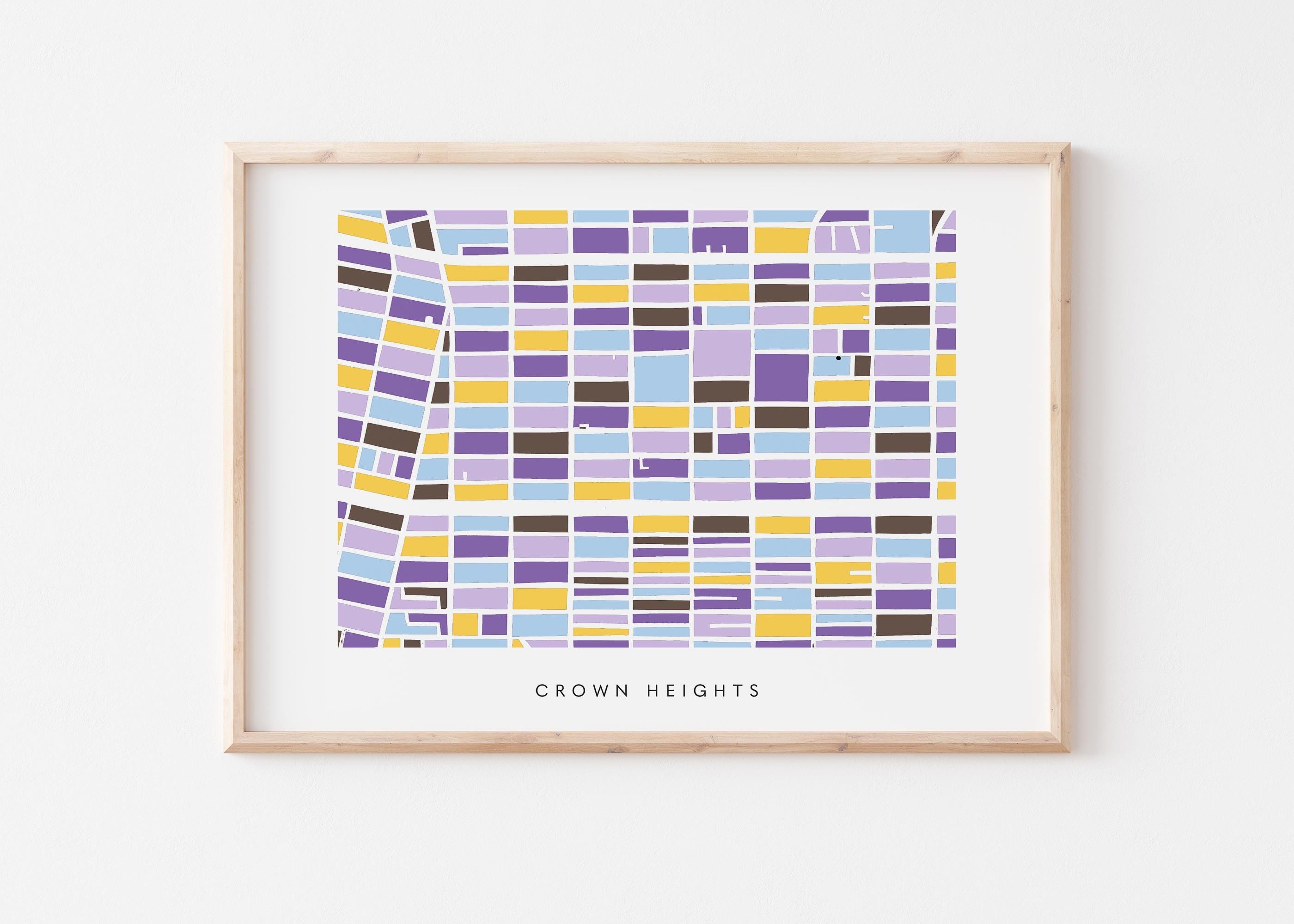 Crown Heights Map Print – Brooklyn Wall Art – Colorful Minimalist Poster