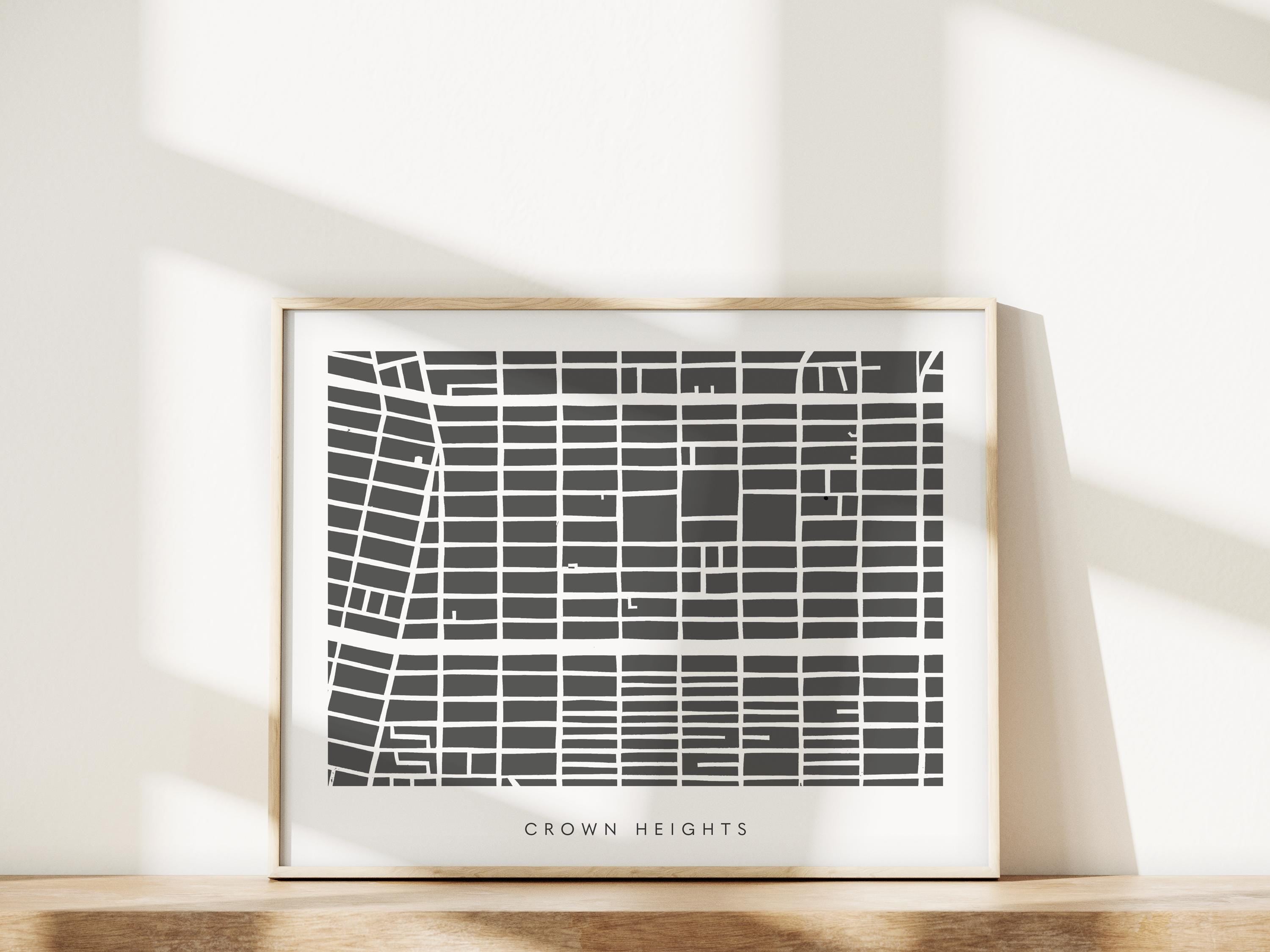 Crown Heights Map Print – Brooklyn Wall Art – Colorful Minimalist Poster