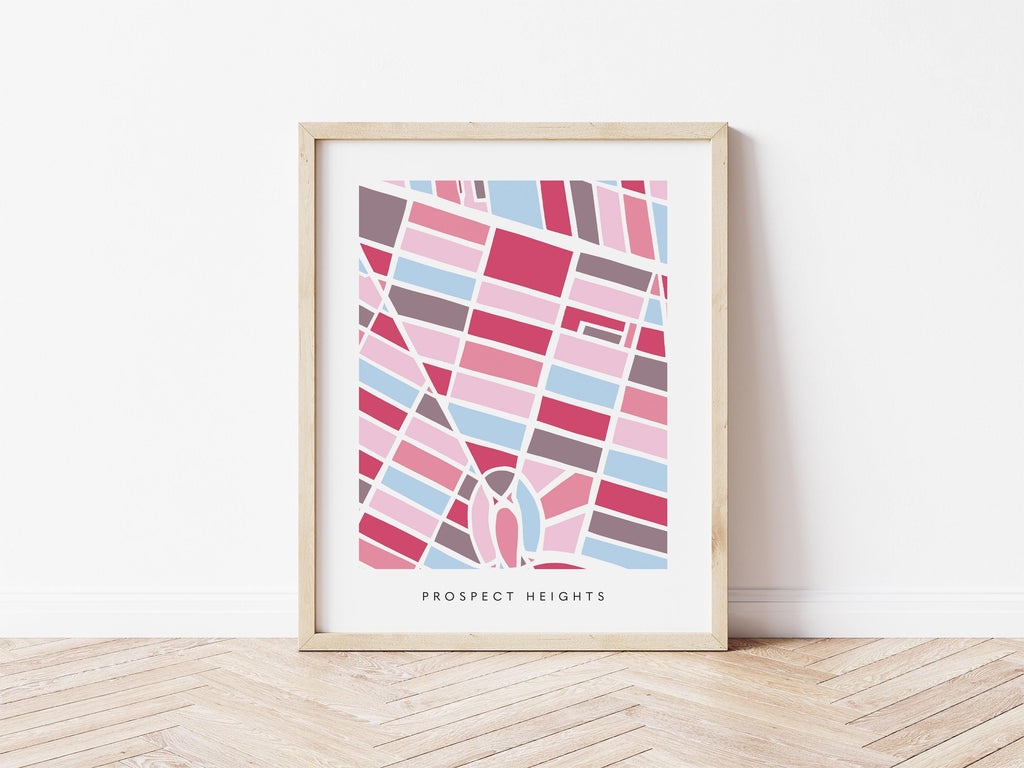 Prospect Heights Map Print – Brooklyn Wall Art – Colorful Minimalist Poster