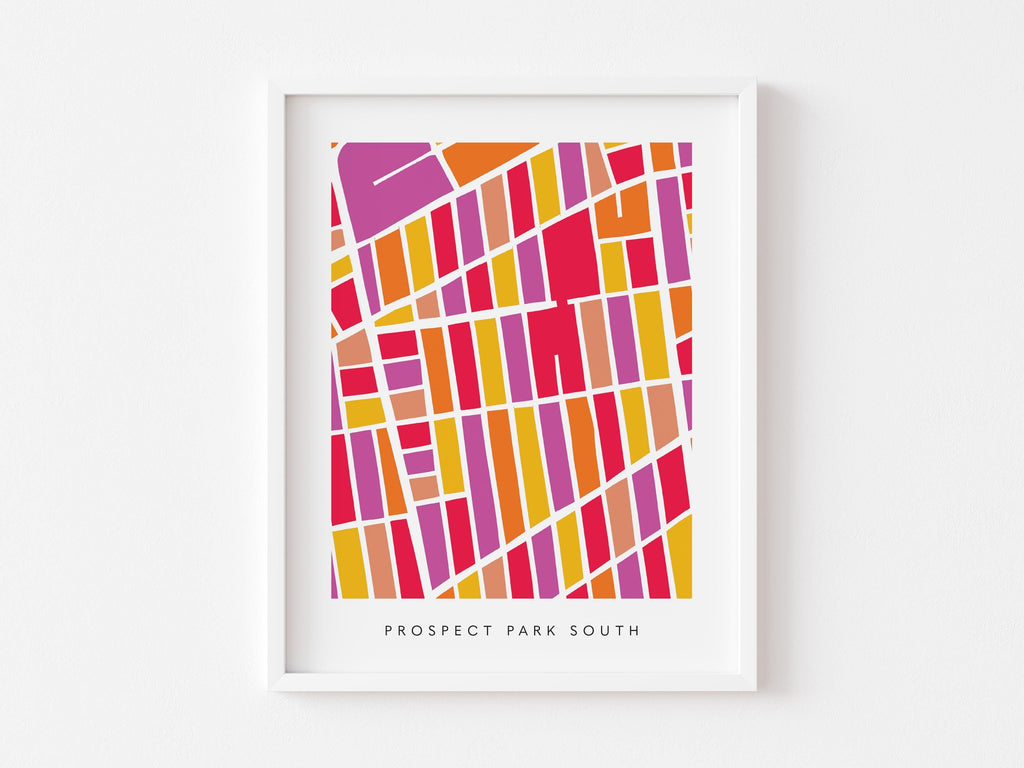 Prospect Park South Map Print – Brooklyn Wall Art – Colorful Minimalist Poster