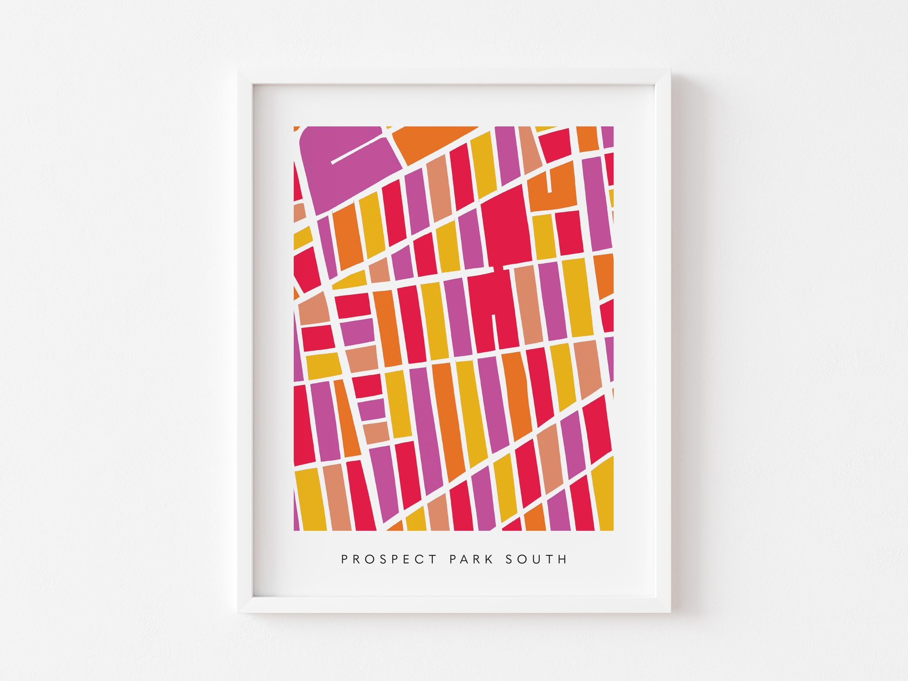 Prospect Park South Map Print – Brooklyn Wall Art – Colorful Minimalist Poster