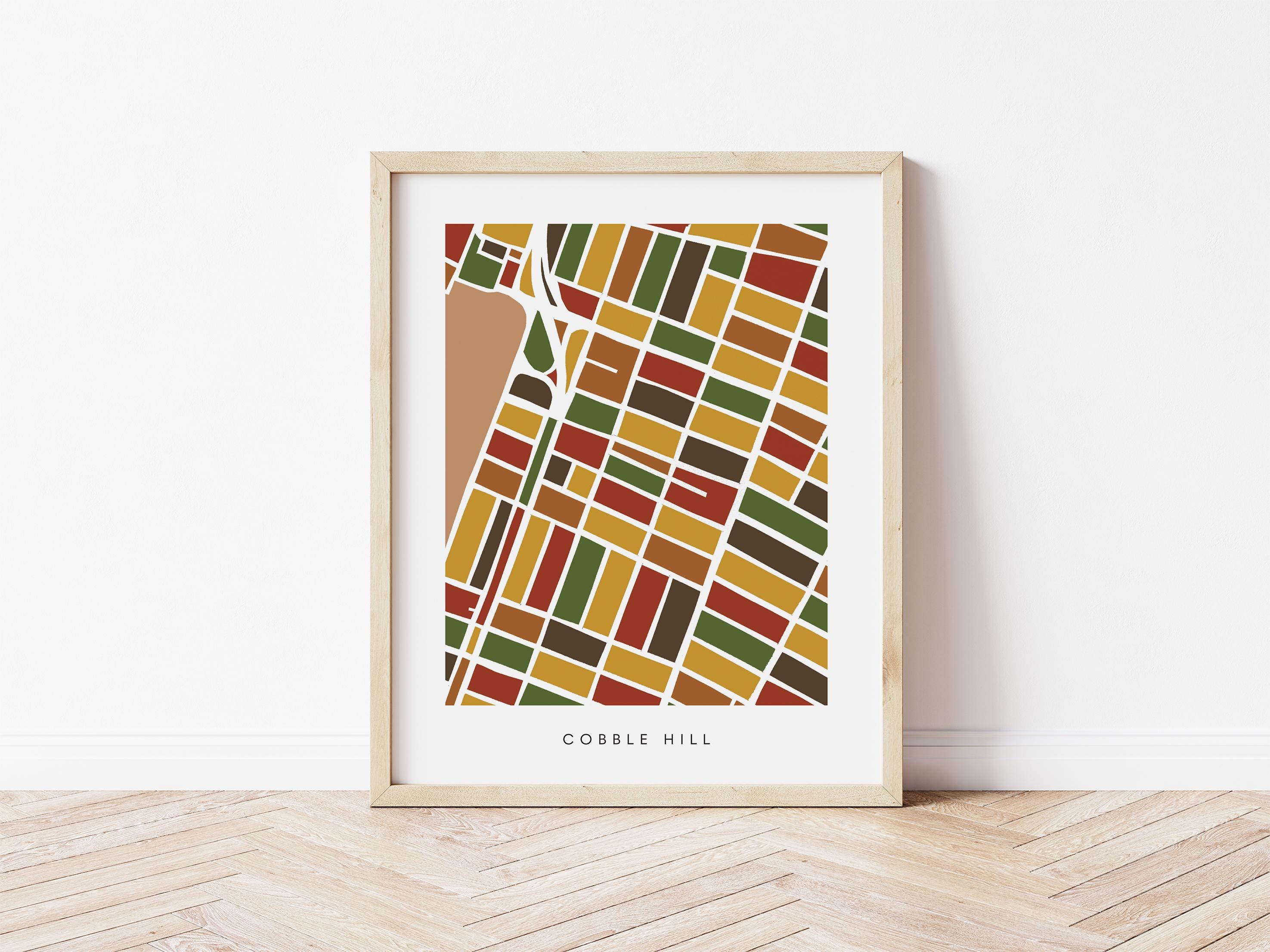 Cobble Hill Map Print – Brooklyn Wall Art – Colorful Minimalist Poster