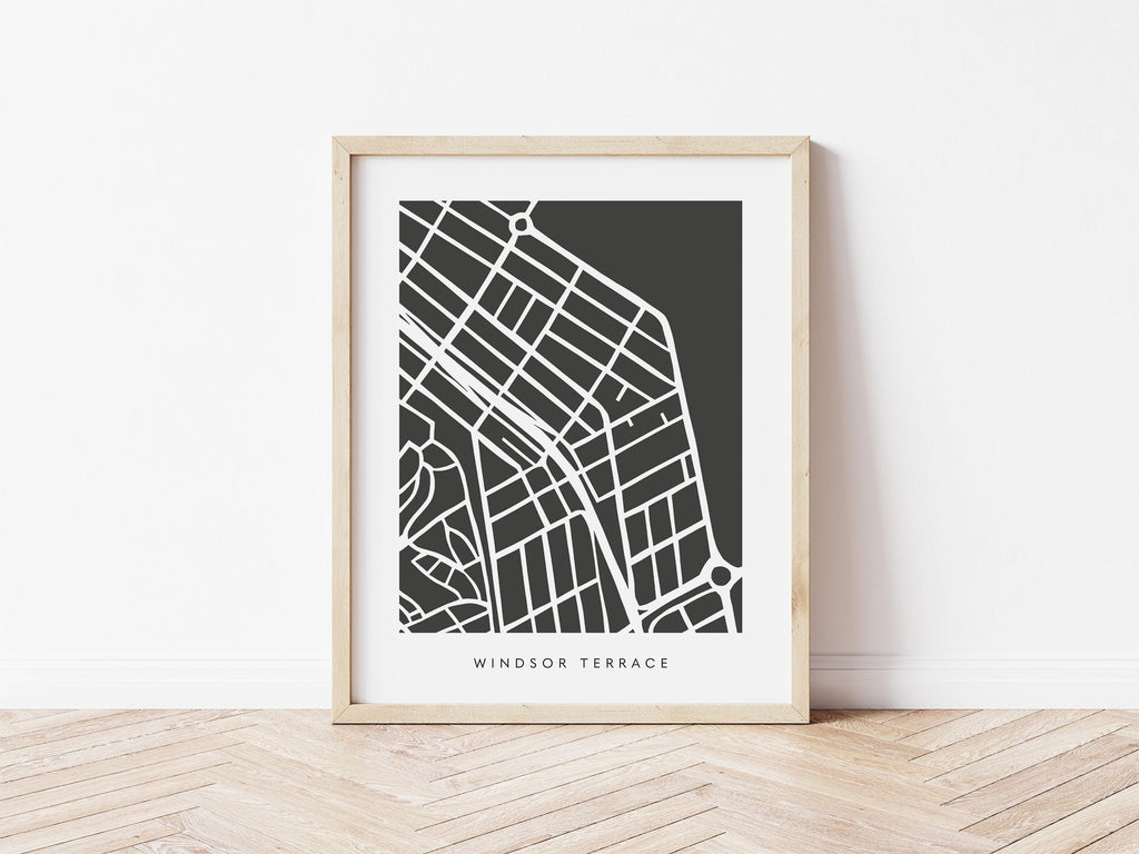 Windsor Terrace Map Print – Brooklyn Wall Art – Colorful Minimalist Poster
