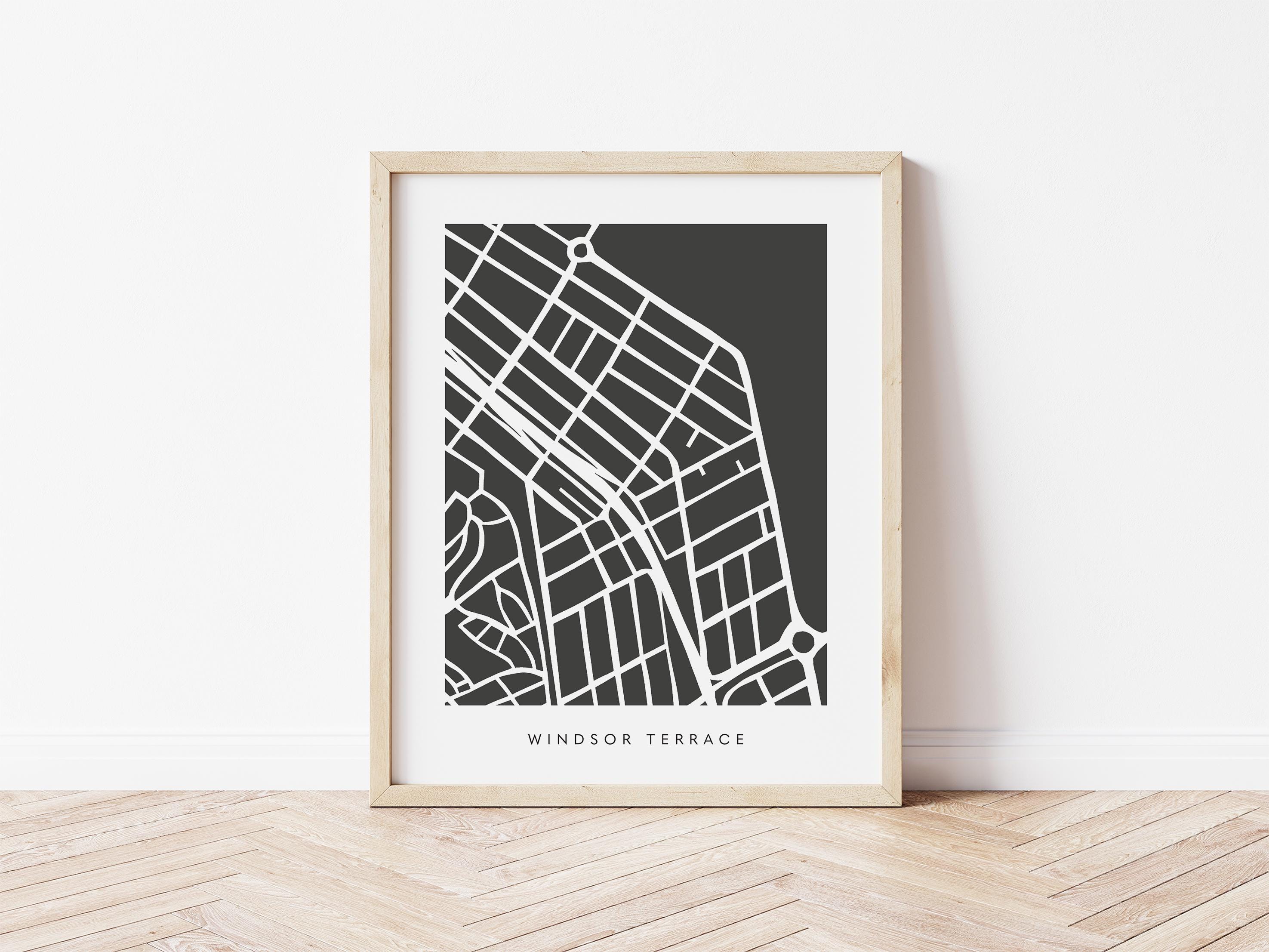 Windsor Terrace Map Print – Brooklyn Wall Art – Colorful Minimalist Poster