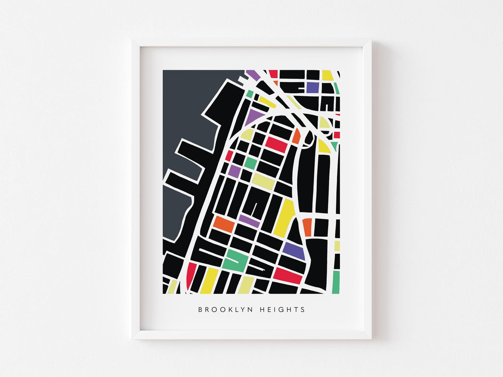 Brooklyn Heights Map Print – Brooklyn Wall Art – Colorful Minimalist Poster