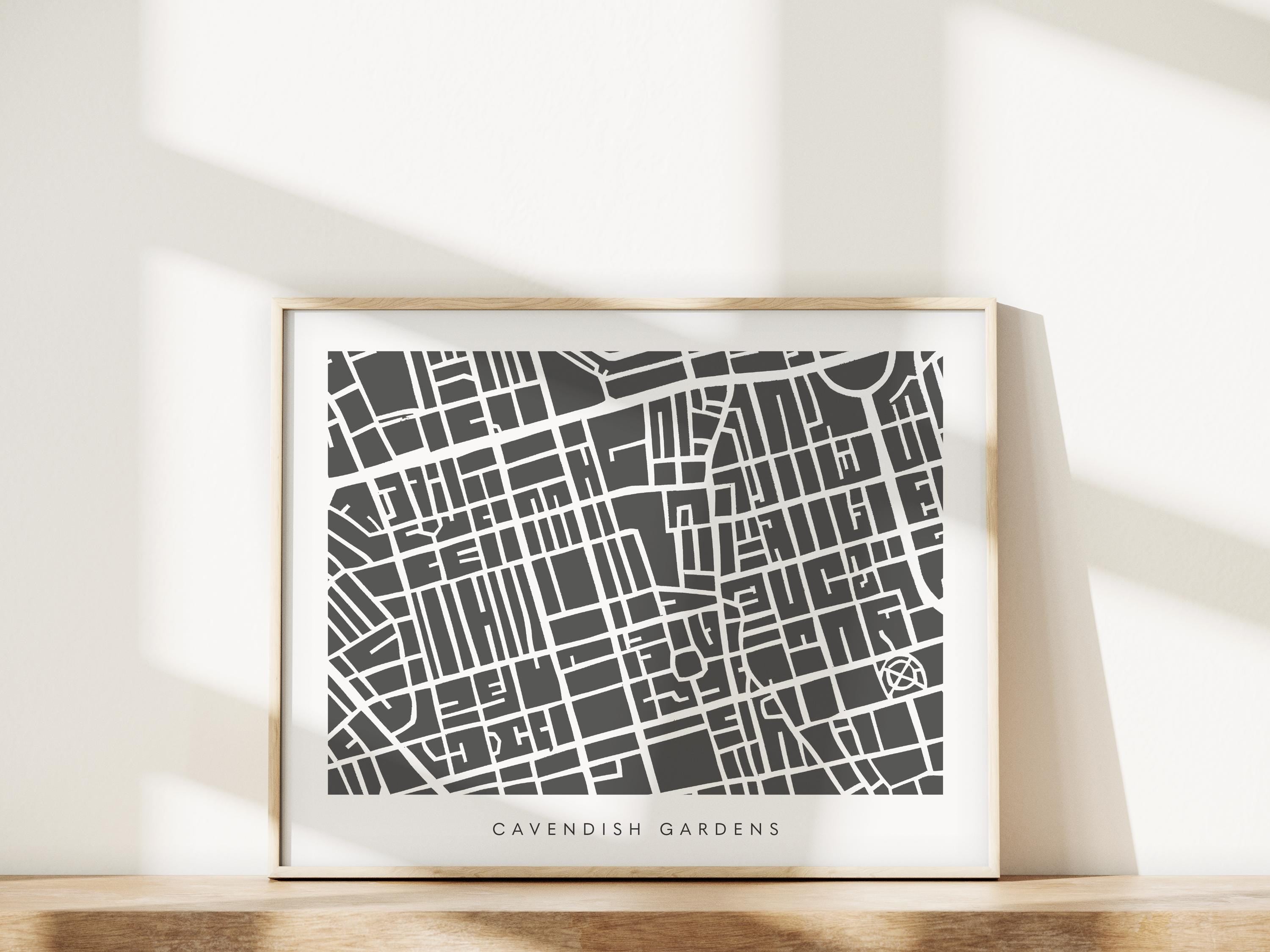 Cavendish Gardens London Map Print – London Wall Art – Colorful & Minimalist Poster
