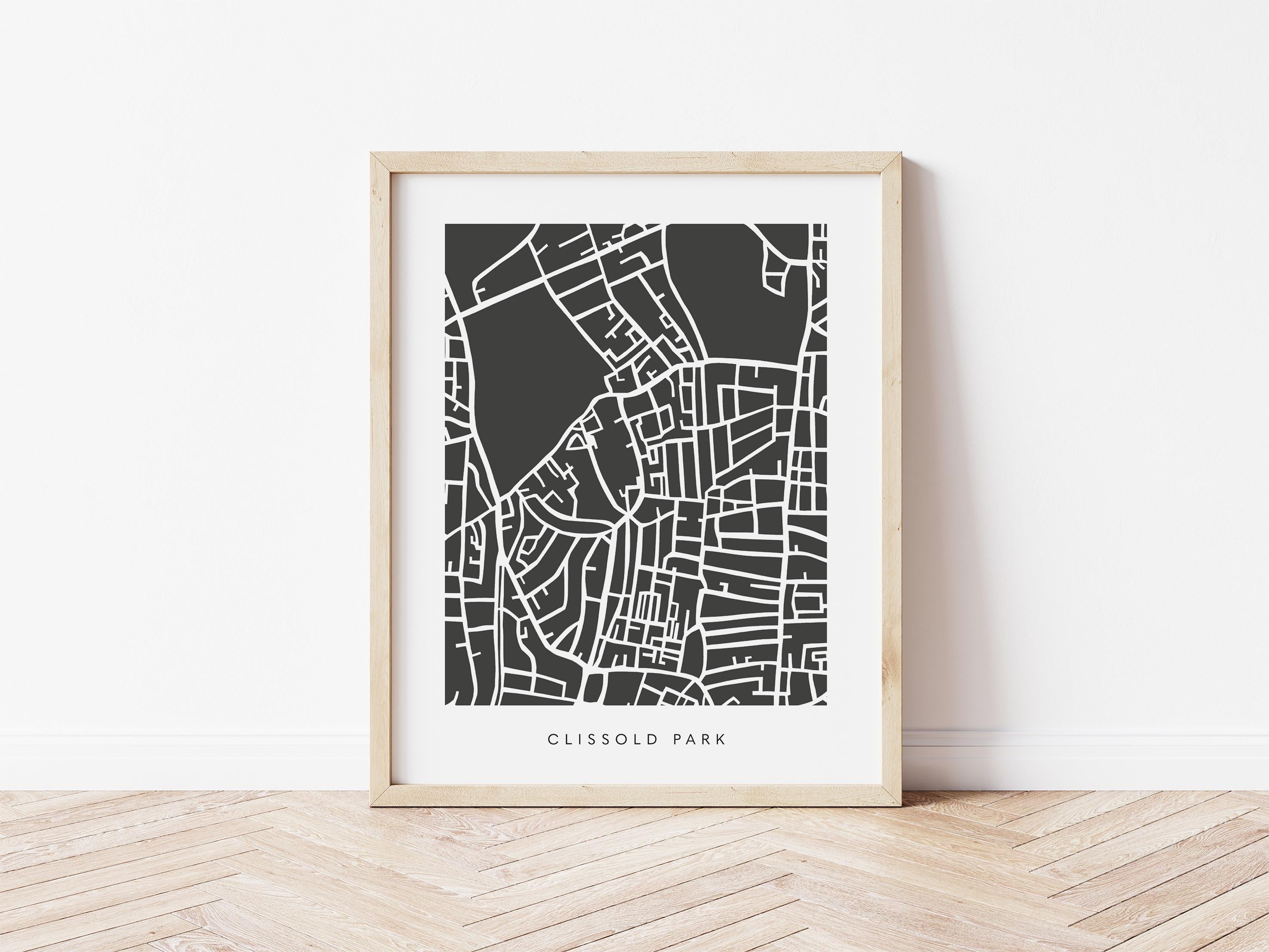 Clissold Park Stoke Newington Map Print – London Wall Art – Colorful & Minimalist Poster