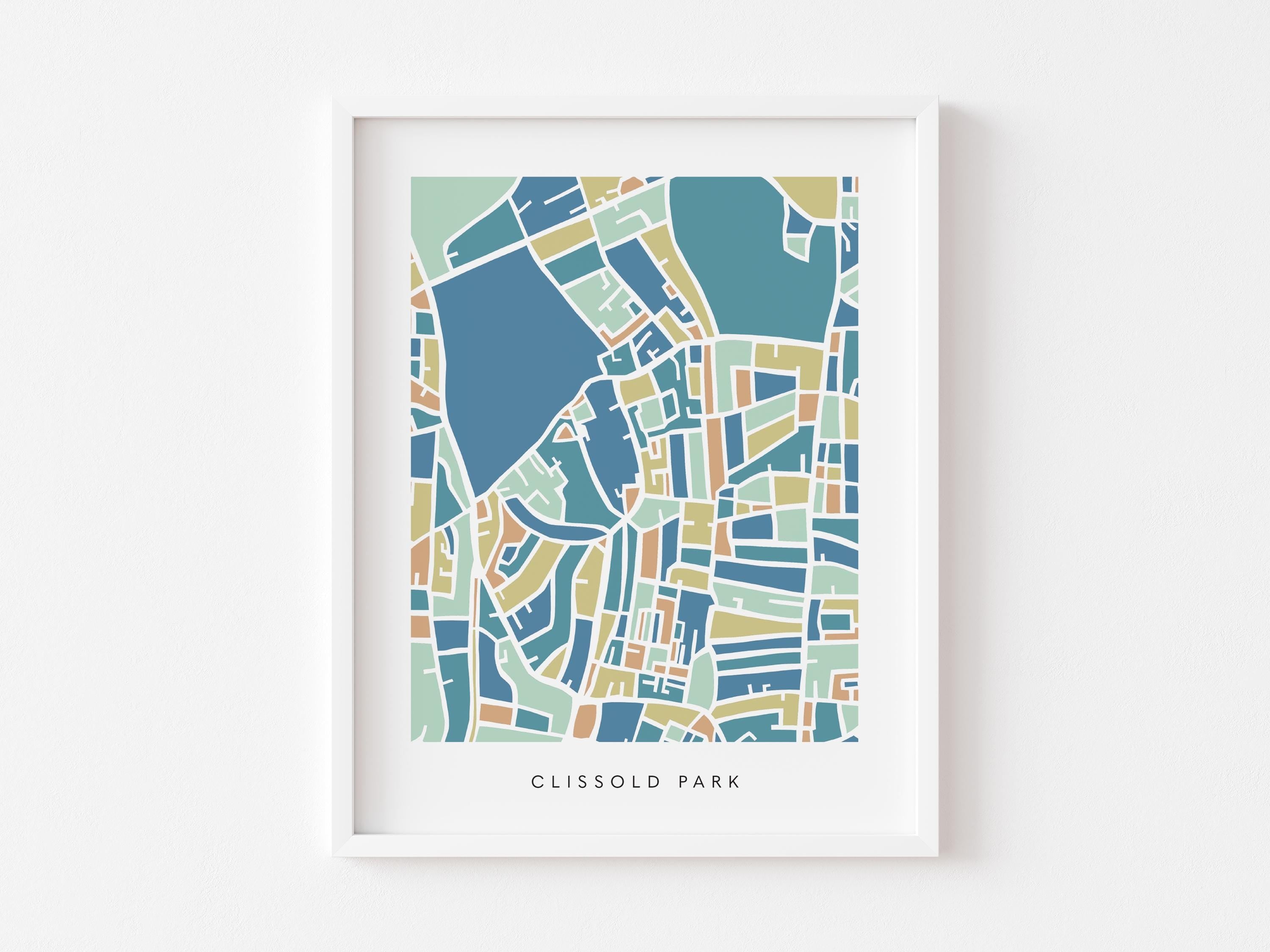 Clissold Park Stoke Newington Map Print – London Wall Art – Colorful & Minimalist Poster