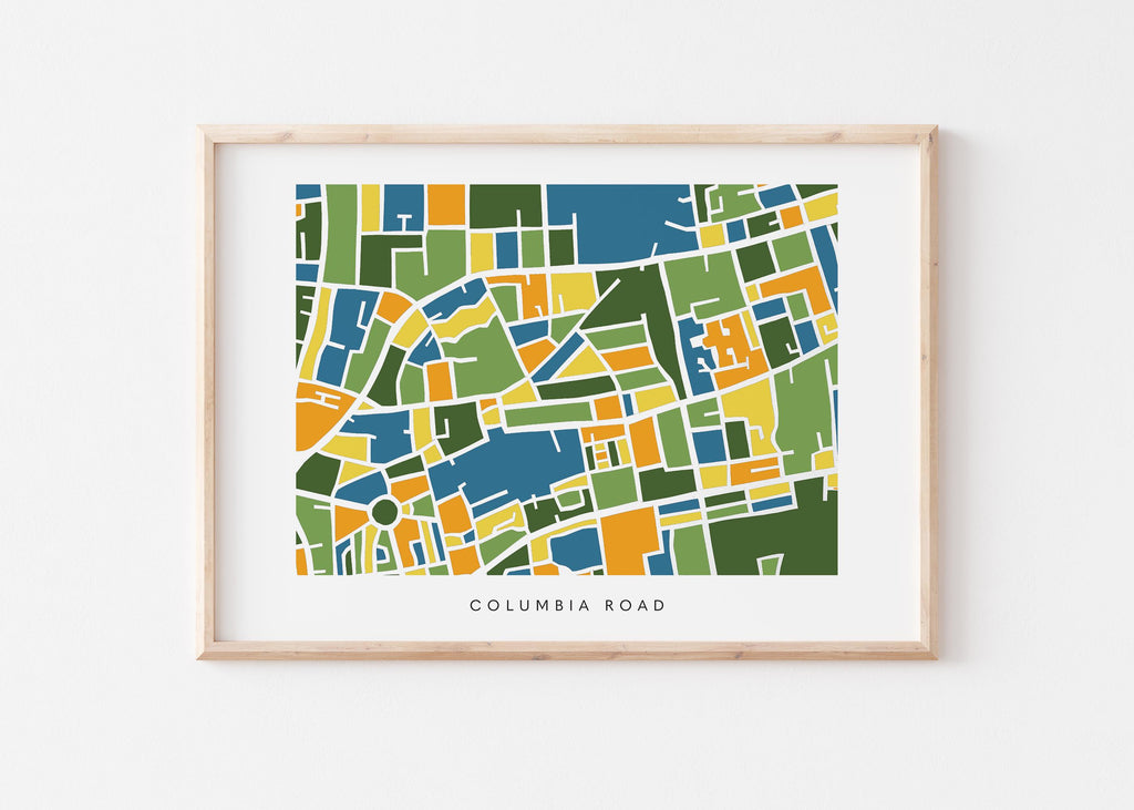 Columbia Road Map Print – London Wall Art – Colorful & Minimalist Poster