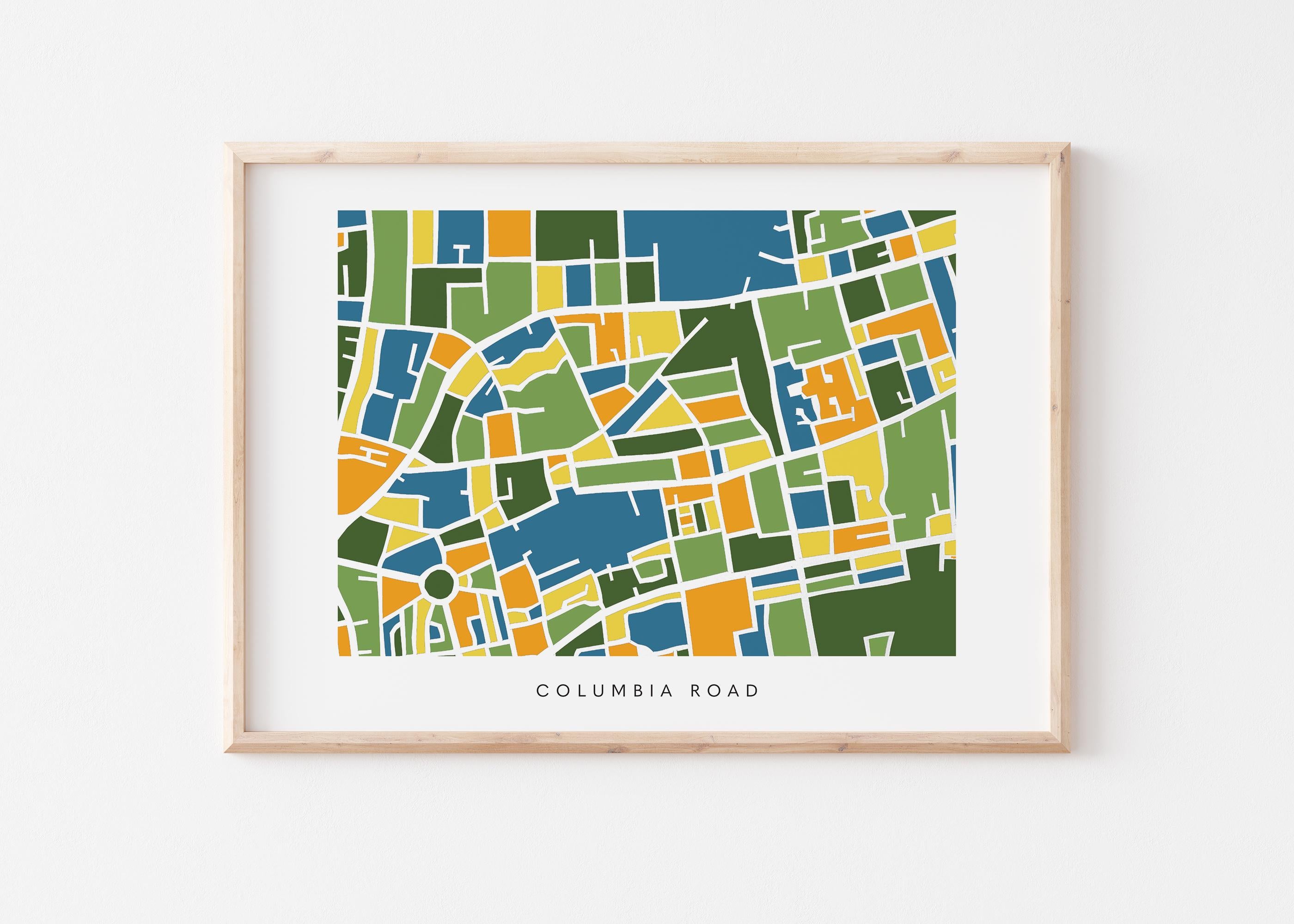 Columbia Road Map Print – London Wall Art – Colorful & Minimalist Poster