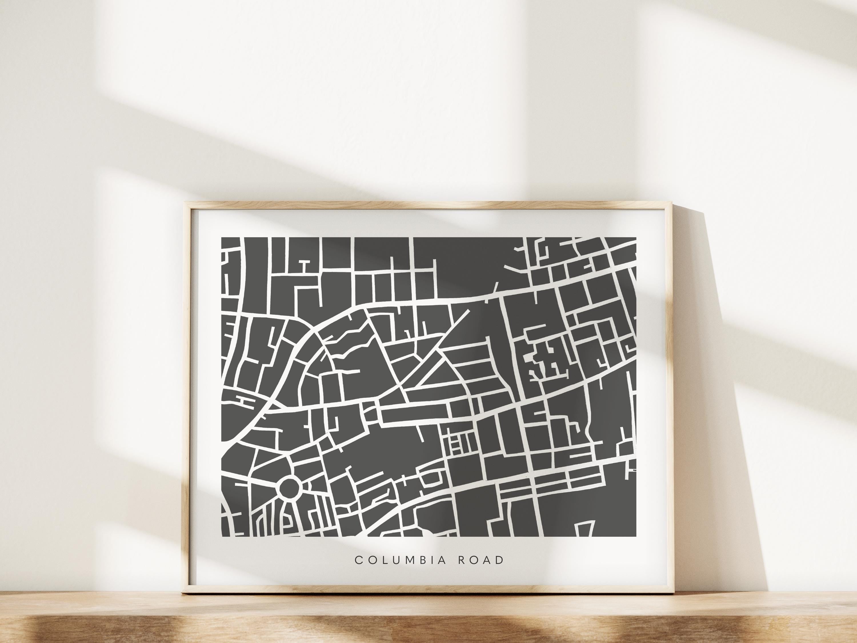 Columbia Road Map Print – London Wall Art – Colorful & Minimalist Poster