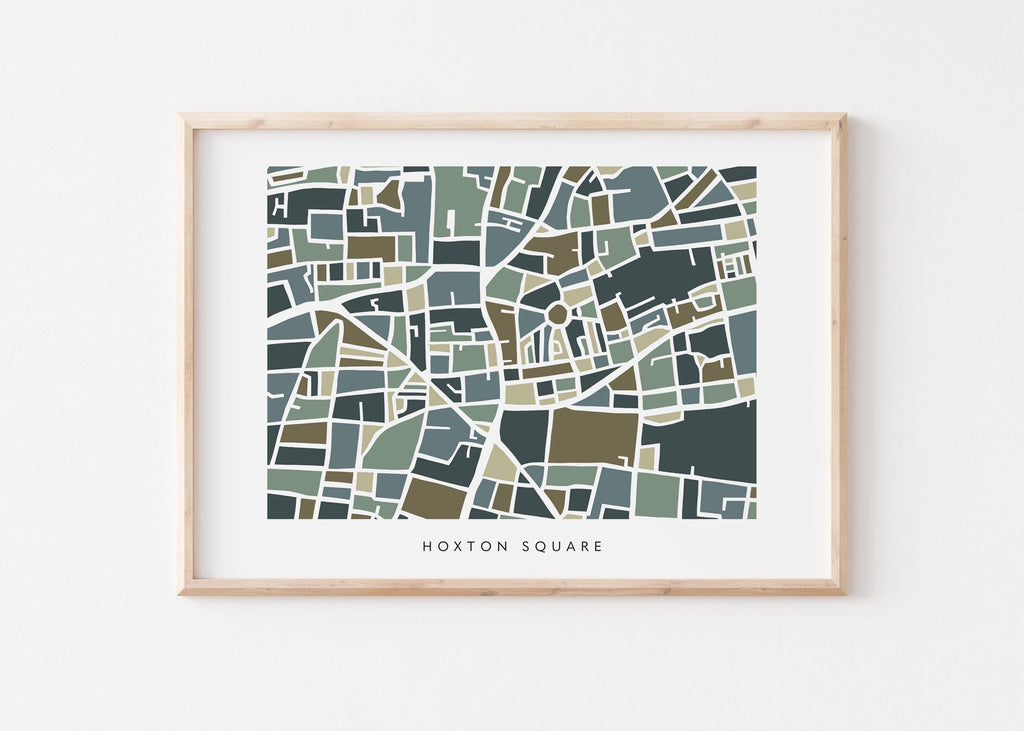 Hoxton Square Map Print – London Wall Art – Colorful & Minimalist Poster