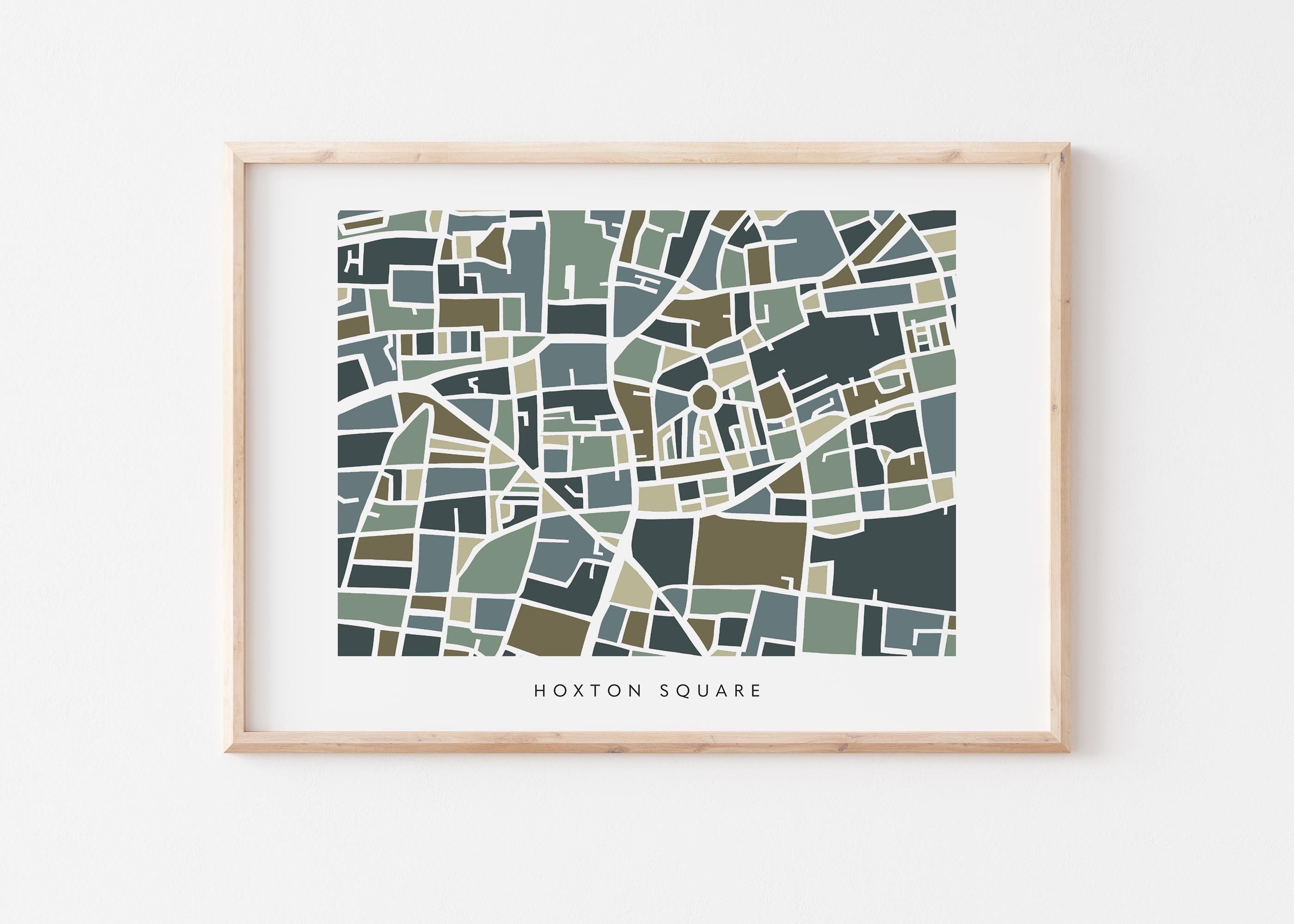 Hoxton Square Map Print – London Wall Art – Colorful & Minimalist Poster
