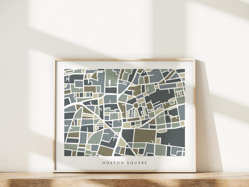Hoxton Square Map Print – London Wall Art – Colorful & Minimalist Poster