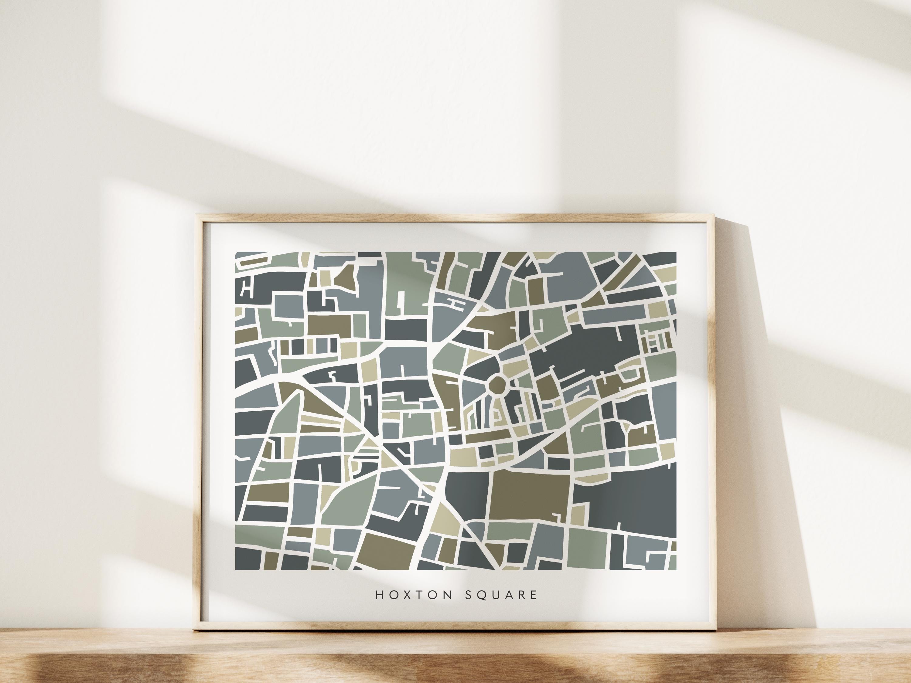 Hoxton Square Map Print – London Wall Art – Colorful & Minimalist Poster