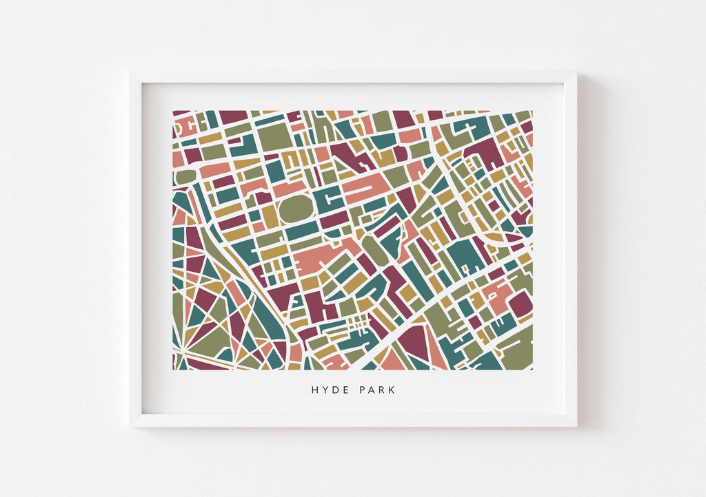 Hyde Park Map Print – London Wall Art – Colorful & Minimalist Poster
