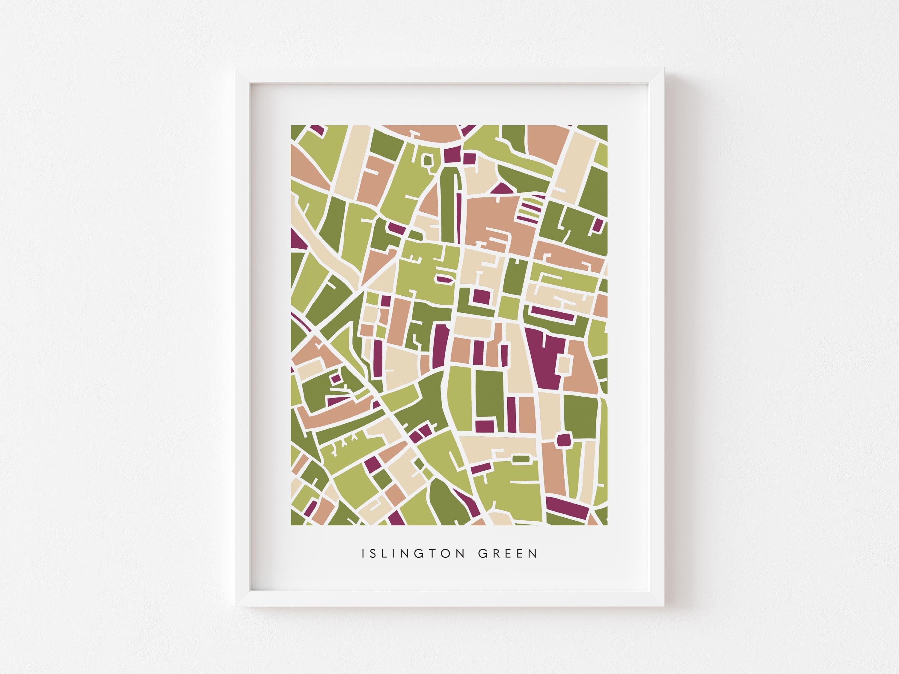 Islington Green Map Print – London Wall Art – Colorful & Minimalist Poster