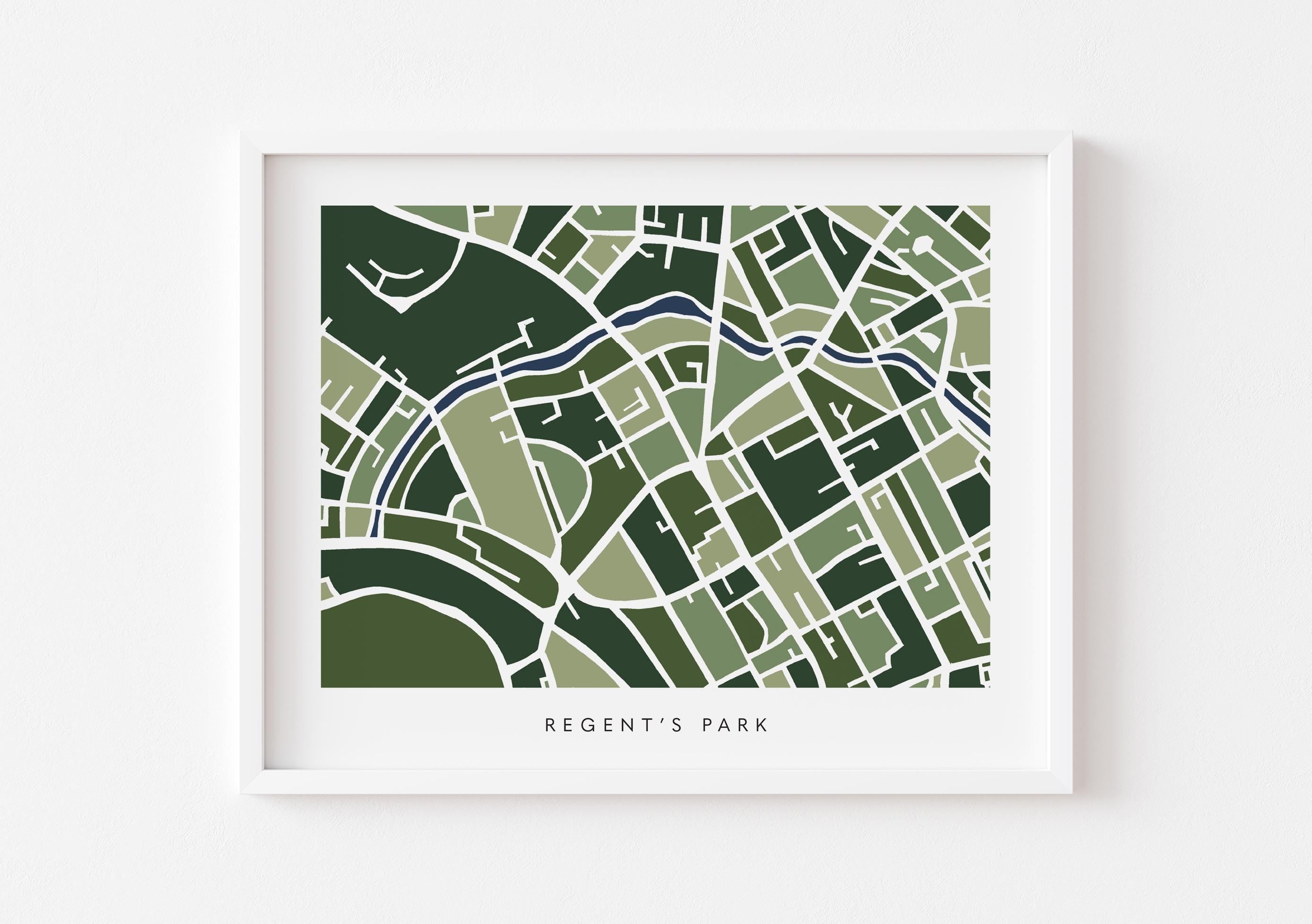Regent's Park Map Print – London Wall Art – Colorful & Minimalist Poster