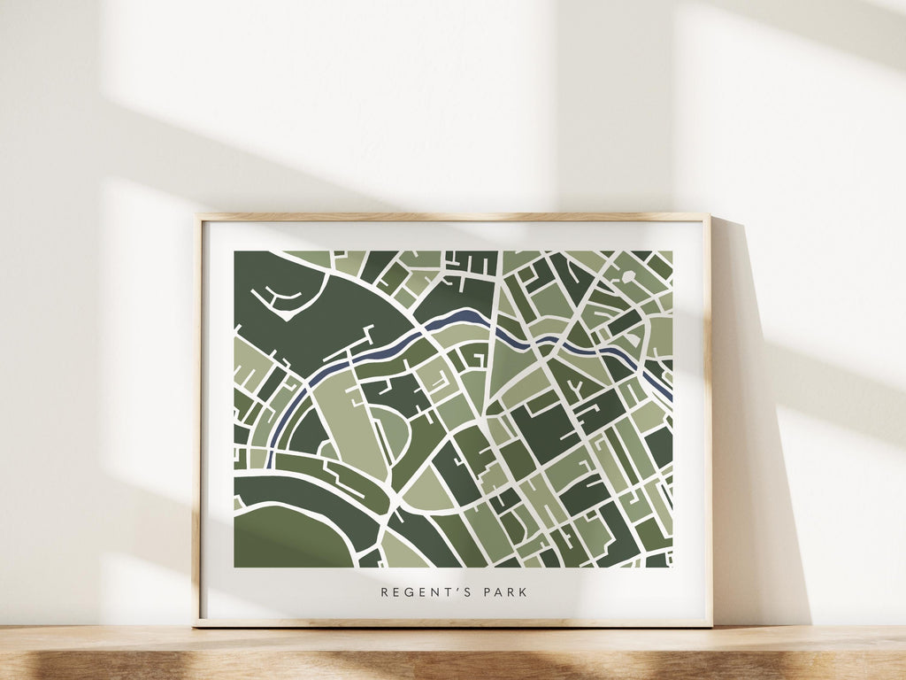 Regent's Park Map Print – London Wall Art – Colorful & Minimalist Poster