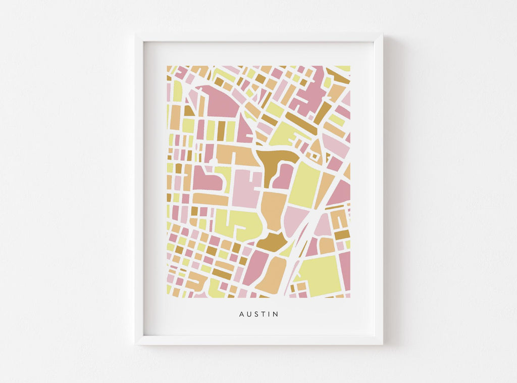 UT Map Art Print – Austin Dorm Decor