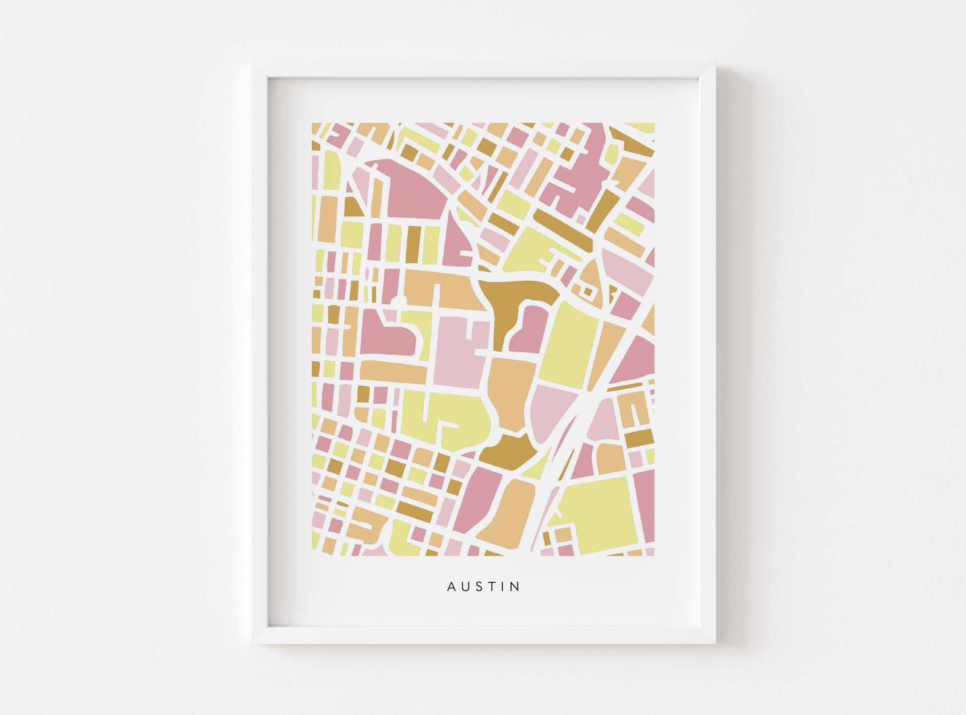 UT Map Art Print – Austin Dorm Decor