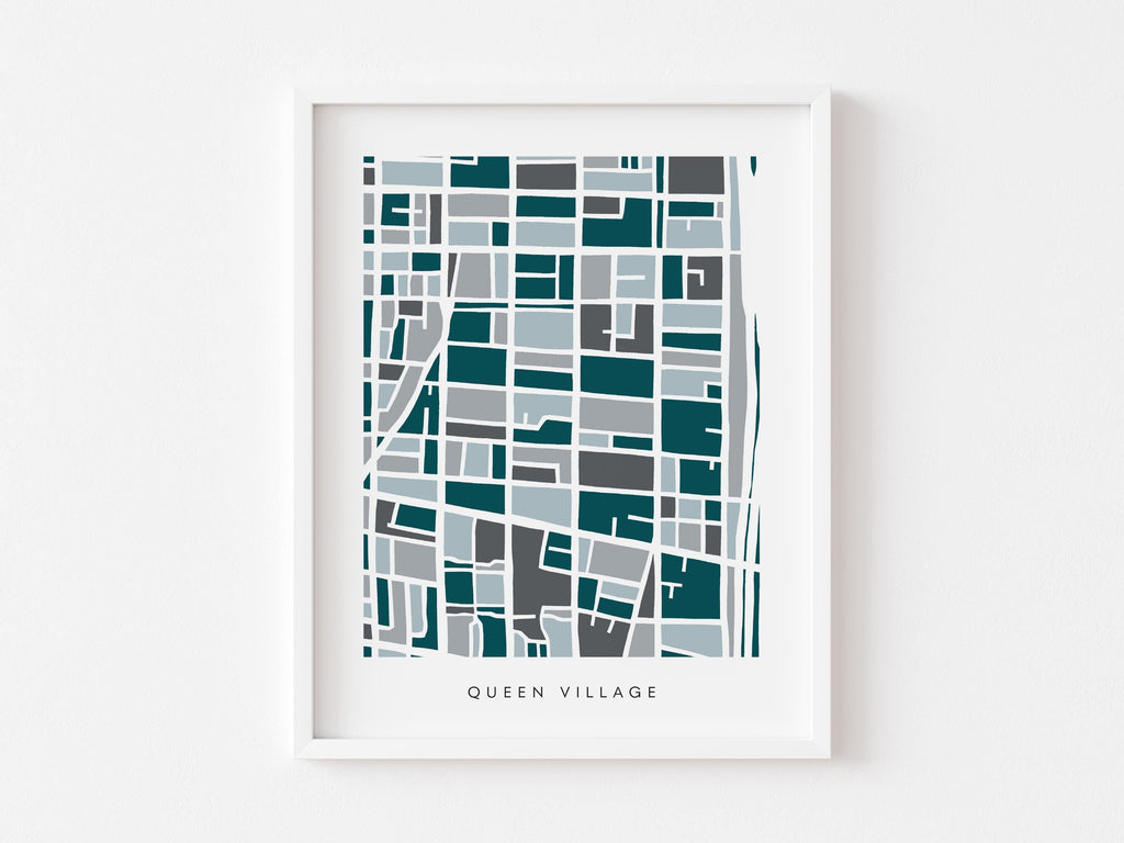Queen Village Map Print – Colorful Minimalist Philadelphia Wall Art