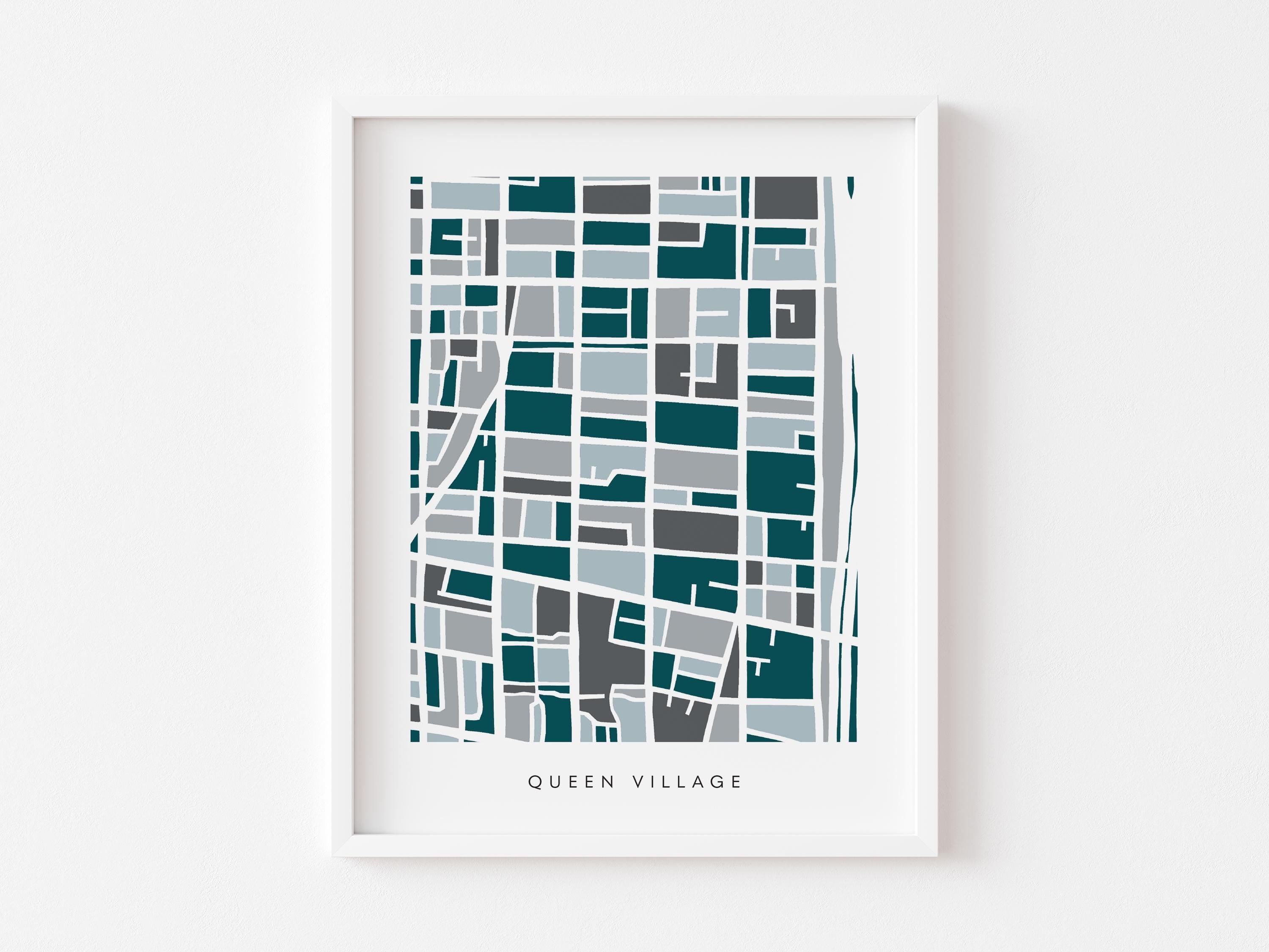 Queen Village Map Print – Colorful Minimalist Philadelphia Wall Art