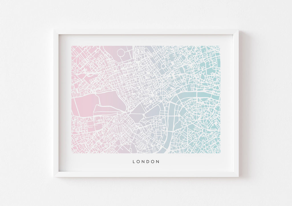 London Map Print - Gradient London Design - Colorful and Minimalist