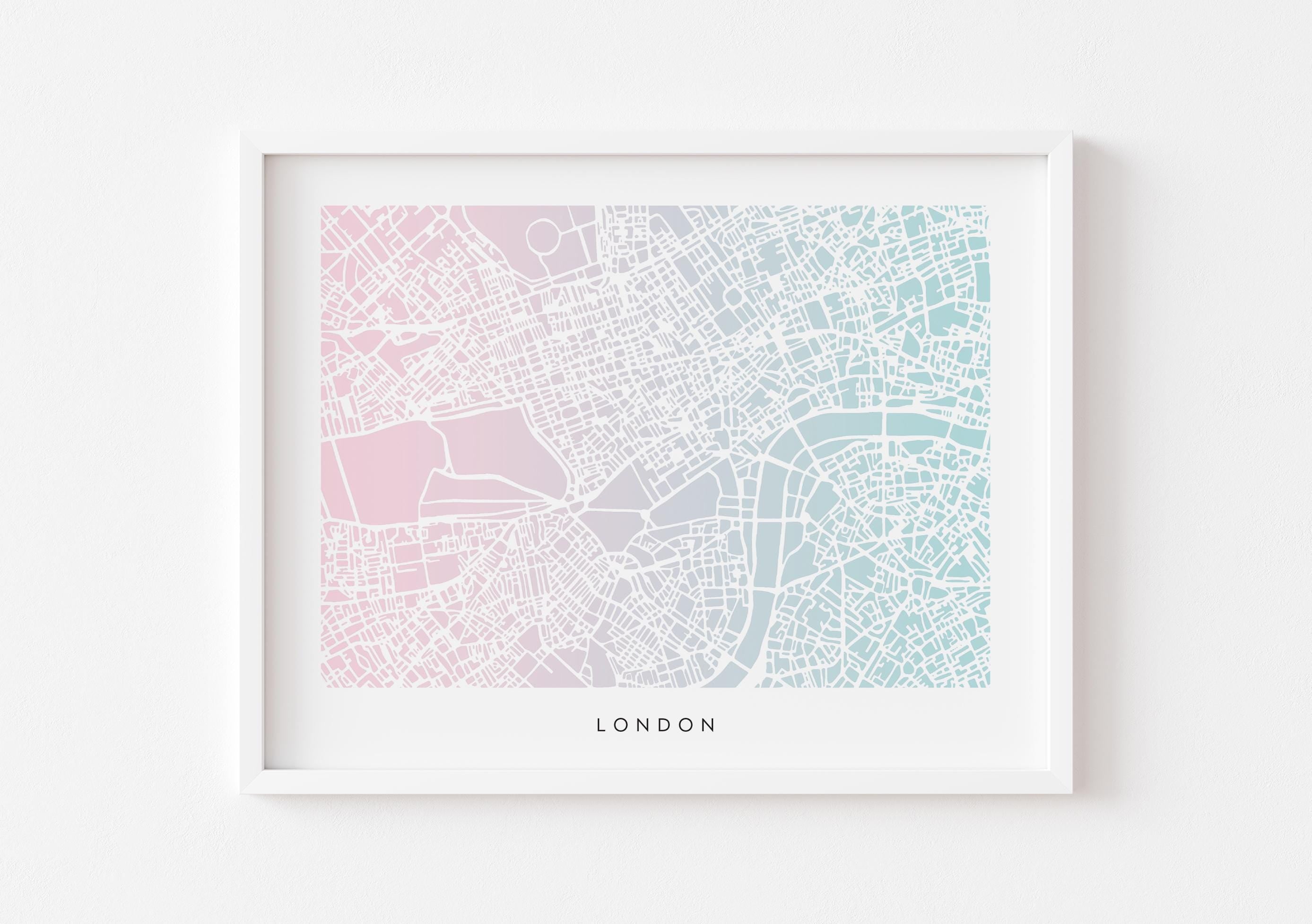 London Map Print - Gradient London Design - Colorful and Minimalist