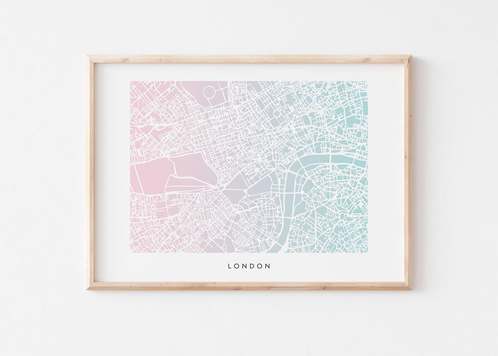 London Map Print - Gradient London Design - Colorful and Minimalist