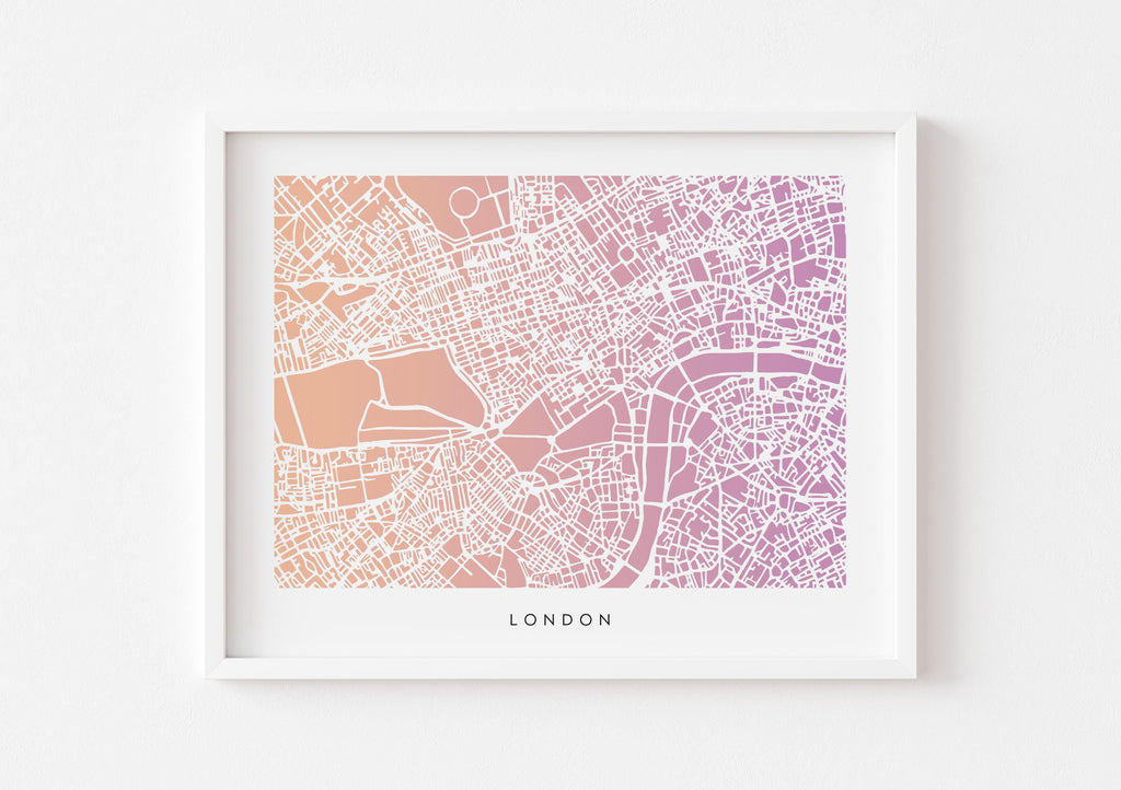 London Map Print - Gradient London Design - Colorful and Minimalist